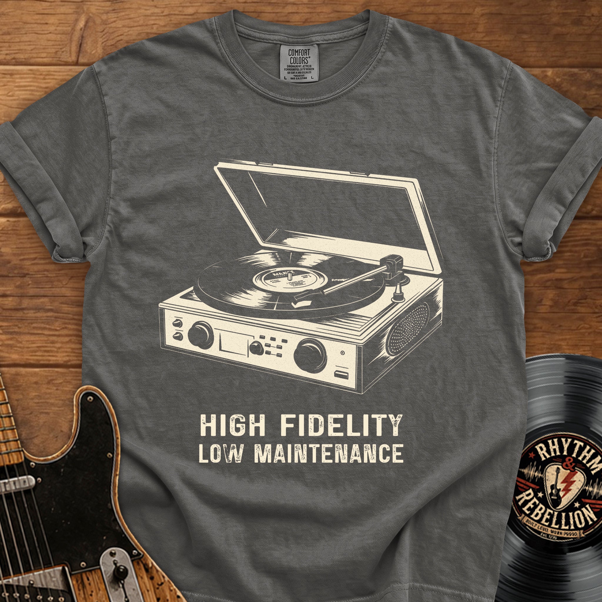 High Fidelity Vintage Record Player T‑Shirt Retro Music Tee