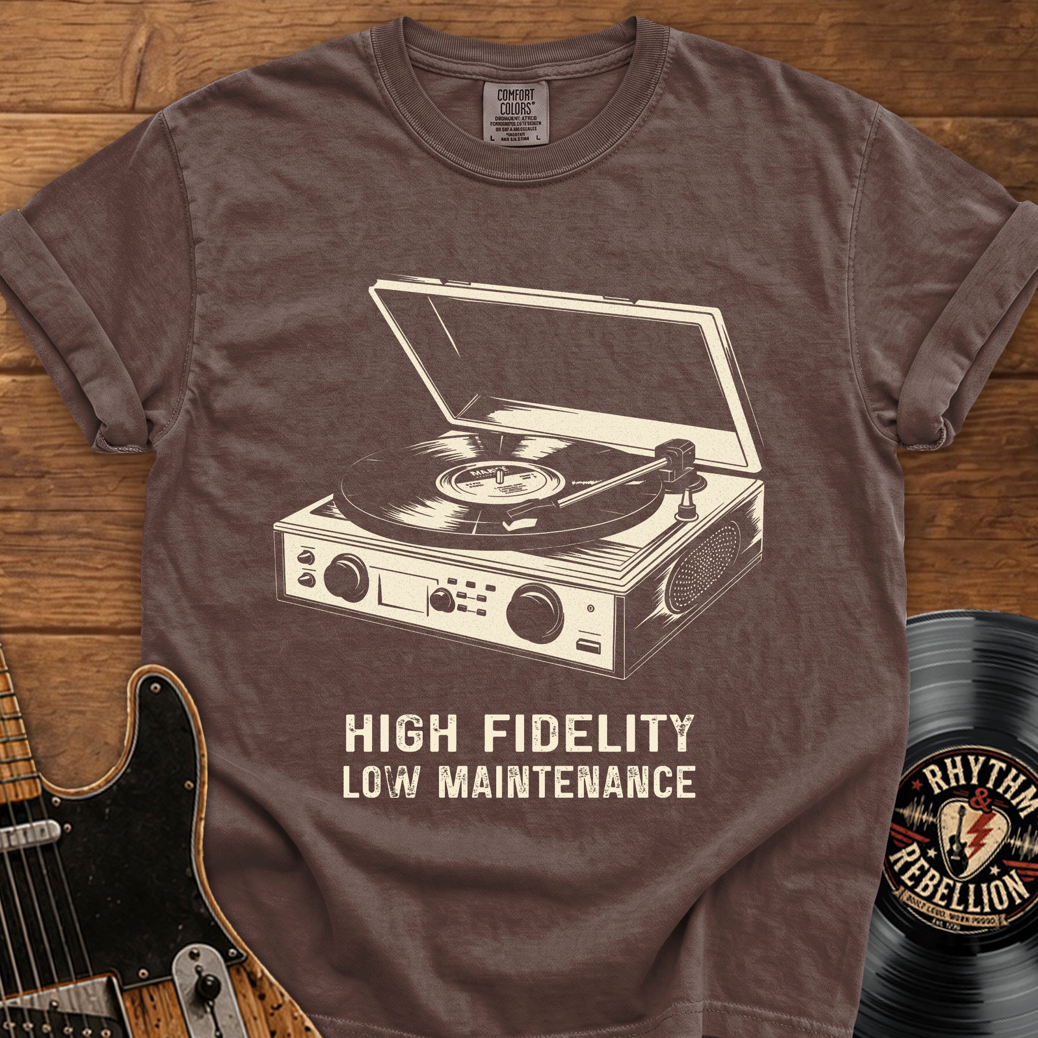High Fidelity Vintage Record Player T‑Shirt Retro Music Tee