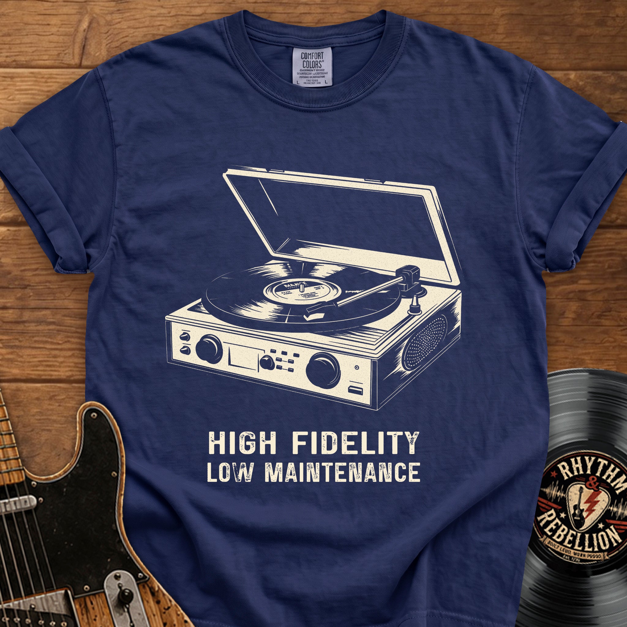 High Fidelity Vintage Record Player T‑Shirt Retro Music Tee