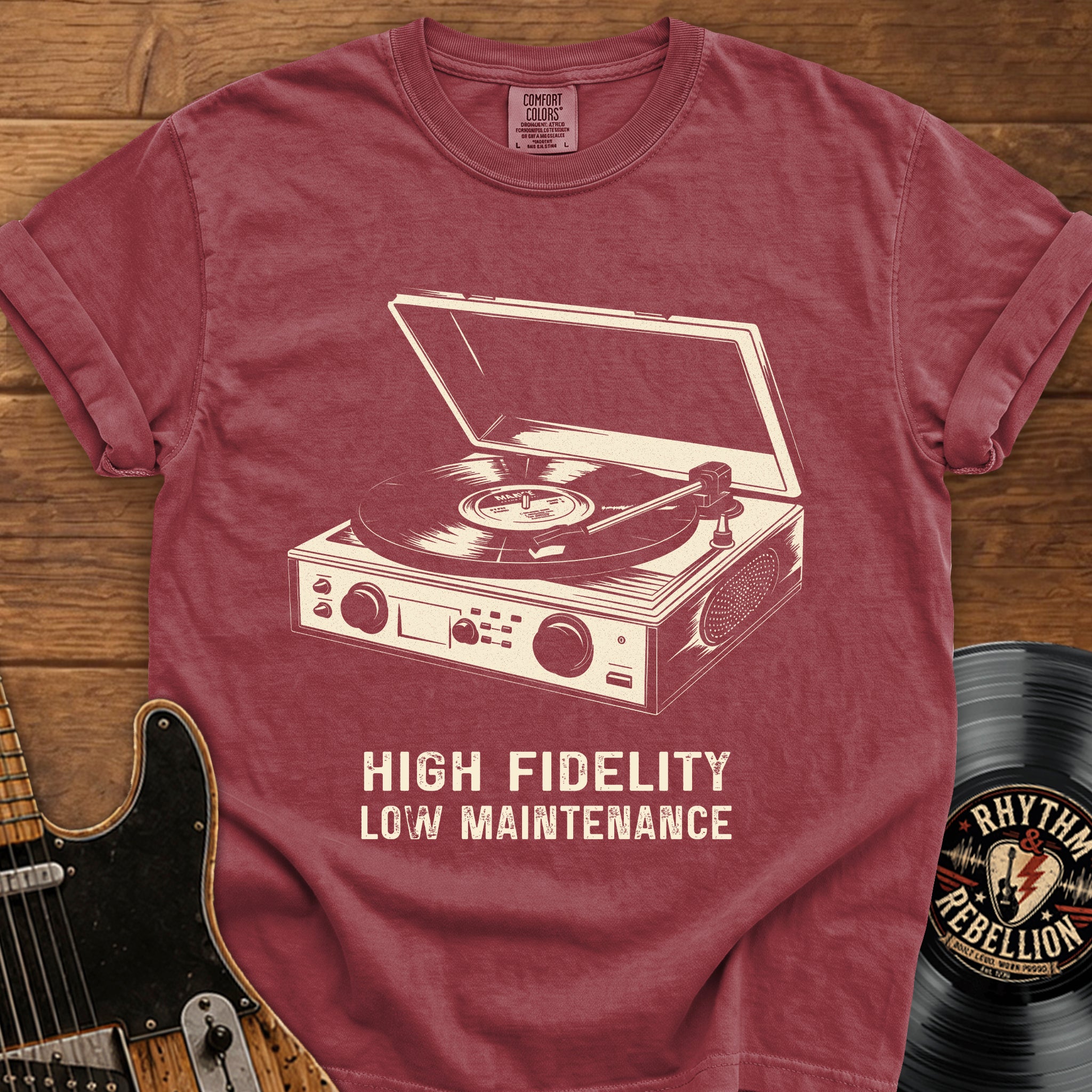 High Fidelity Vintage Record Player T‑Shirt Retro Music Tee