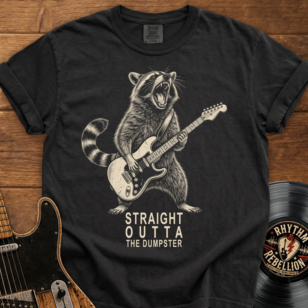 Raccoon Guitar T-Shirt — "Straight Outta the Dumpster"