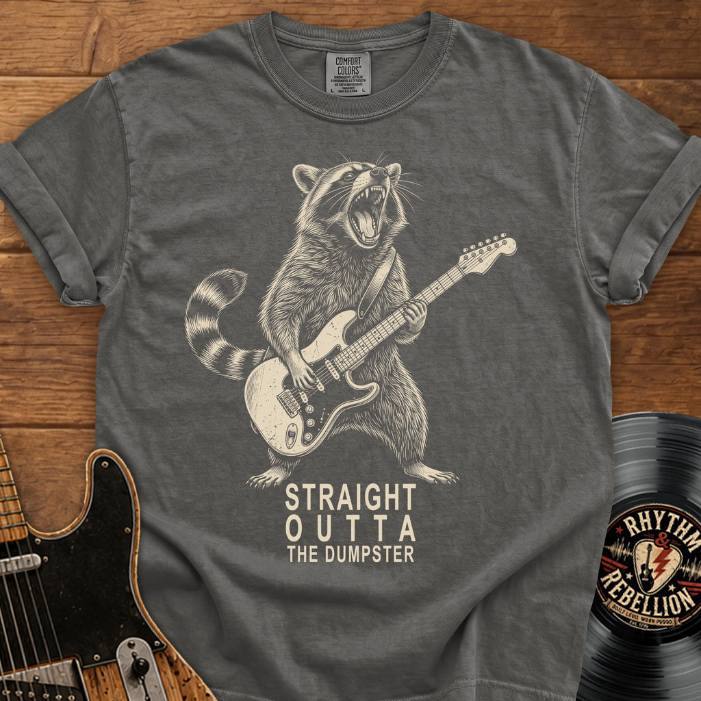 Raccoon Guitar T-Shirt — "Straight Outta the Dumpster"