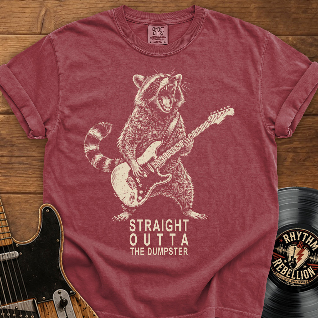 Raccoon Guitar T-Shirt — "Straight Outta the Dumpster"