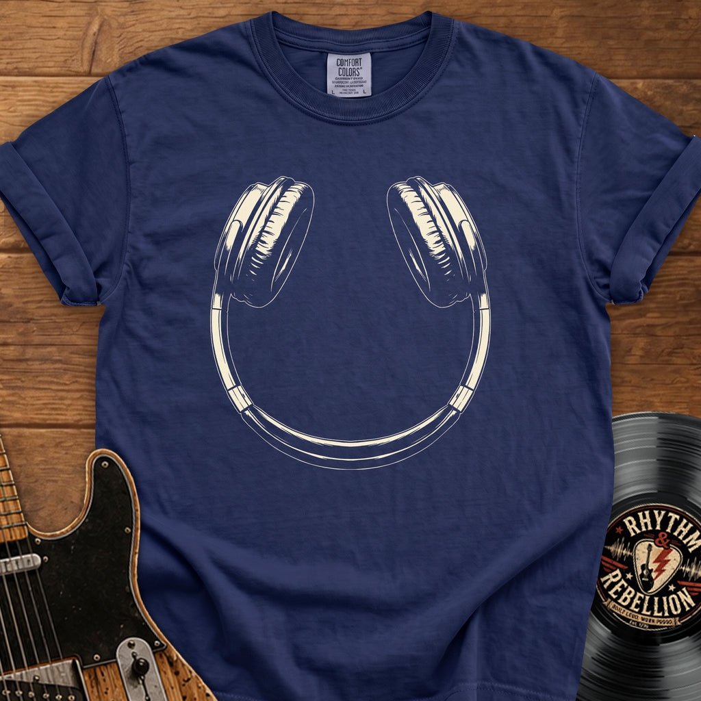 Headphone Smile T-Shirt — Vintage Music Lover Tee