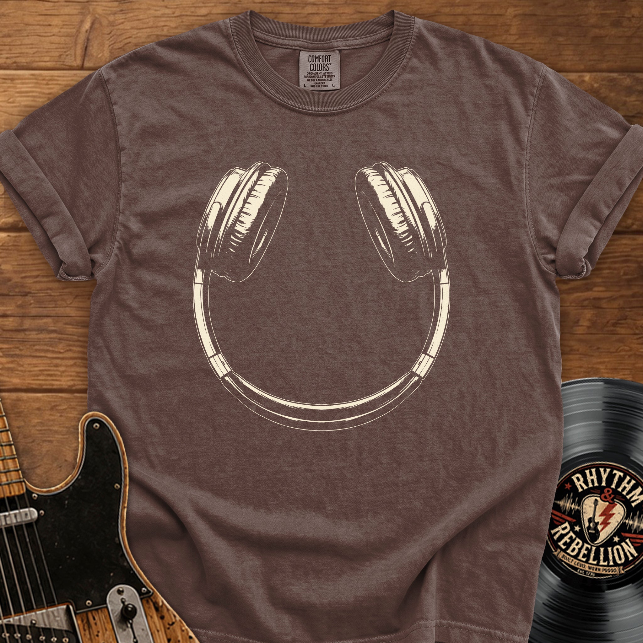 Headphone Smile T-Shirt — Vintage Music Lover Tee