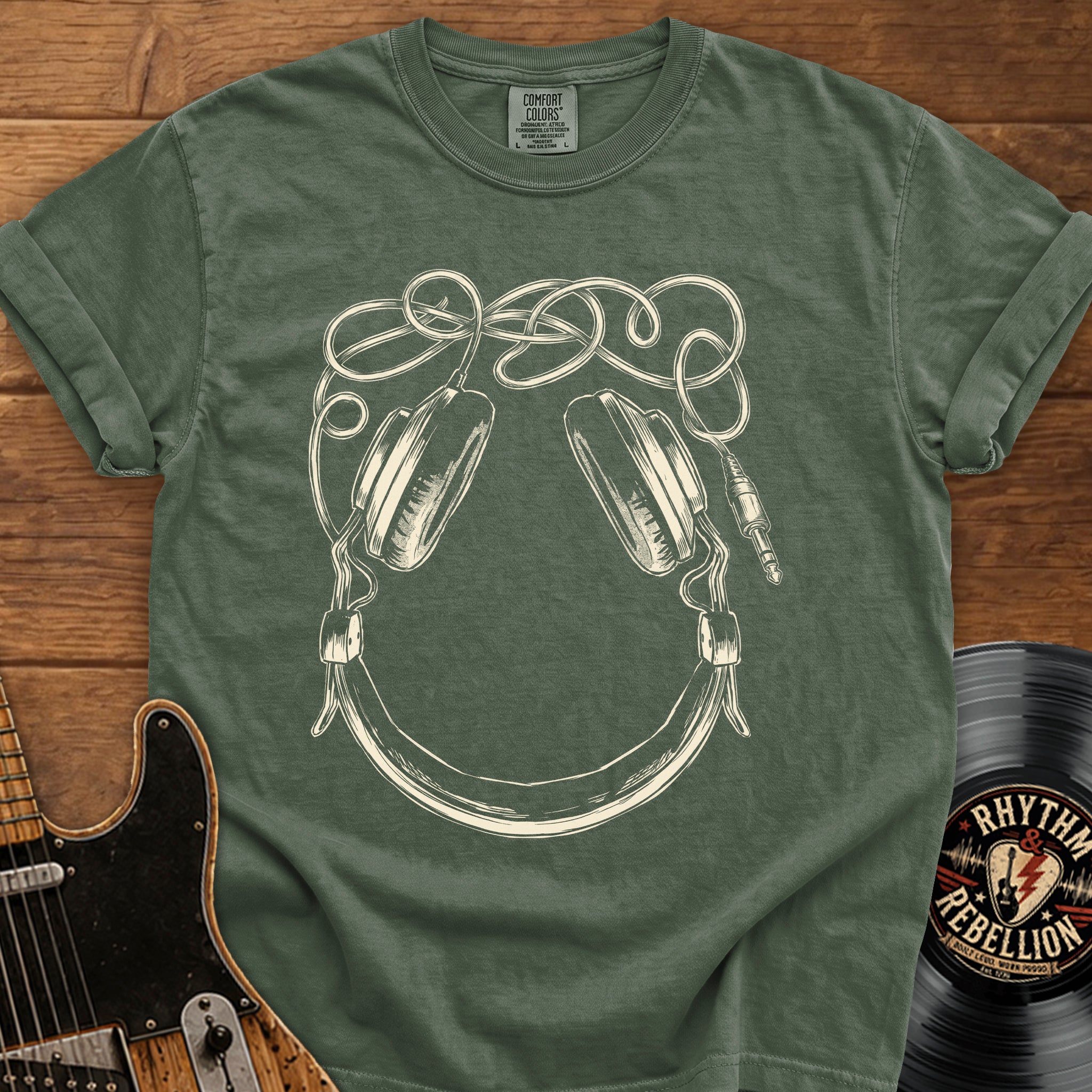 Headphones Smiley T-Shirt — Vintage Music Tee