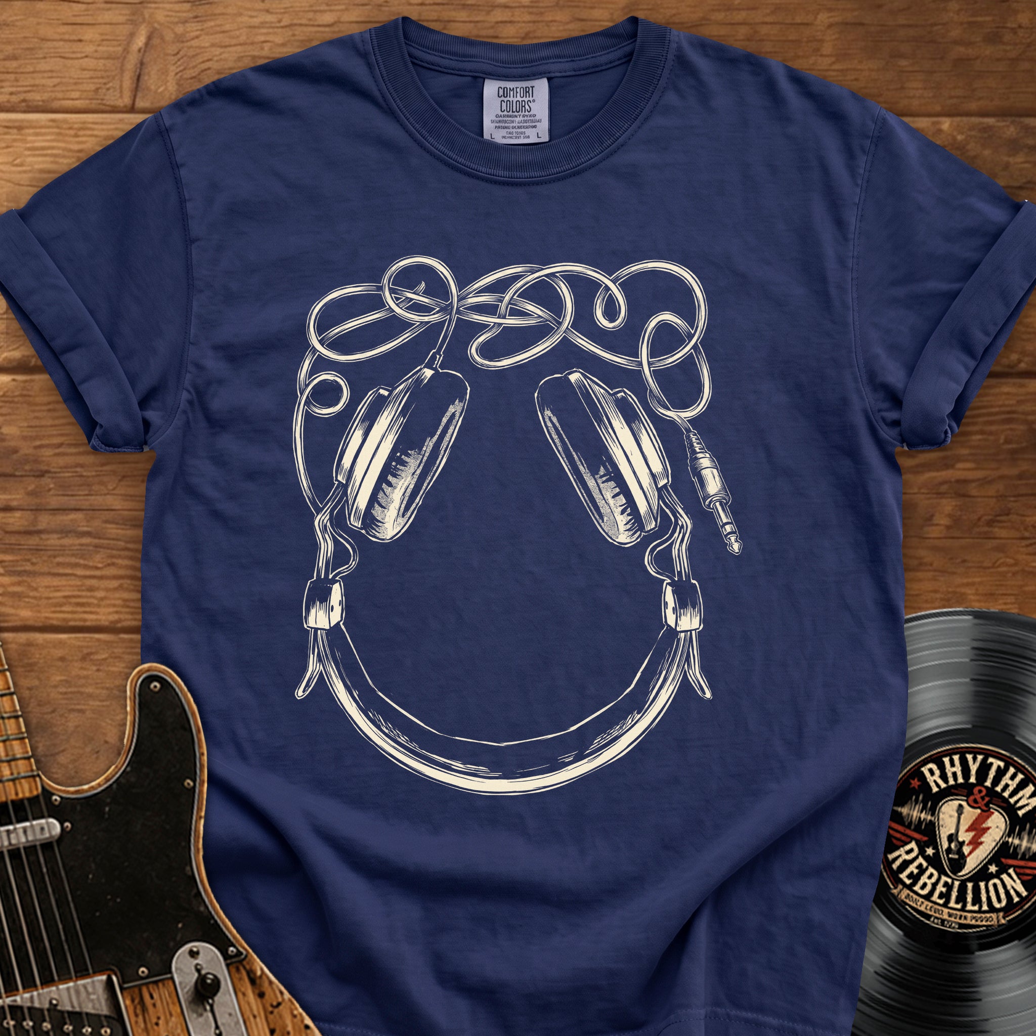 Headphones Smiley T-Shirt — Vintage Music Tee