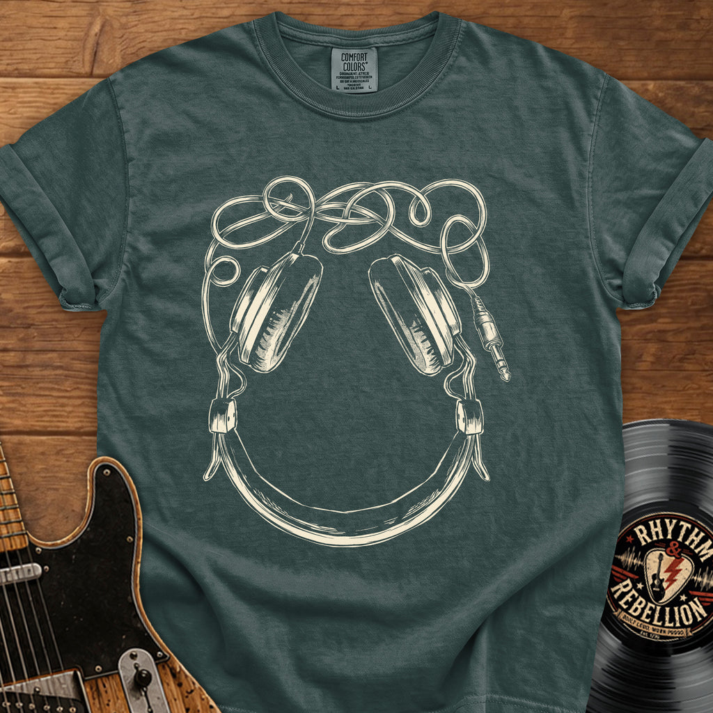 Headphones Smiley T-Shirt — Vintage Music Tee
