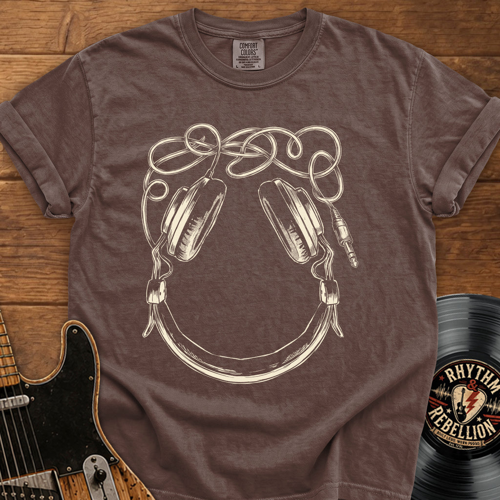 Headphones Smiley T-Shirt — Vintage Music Tee