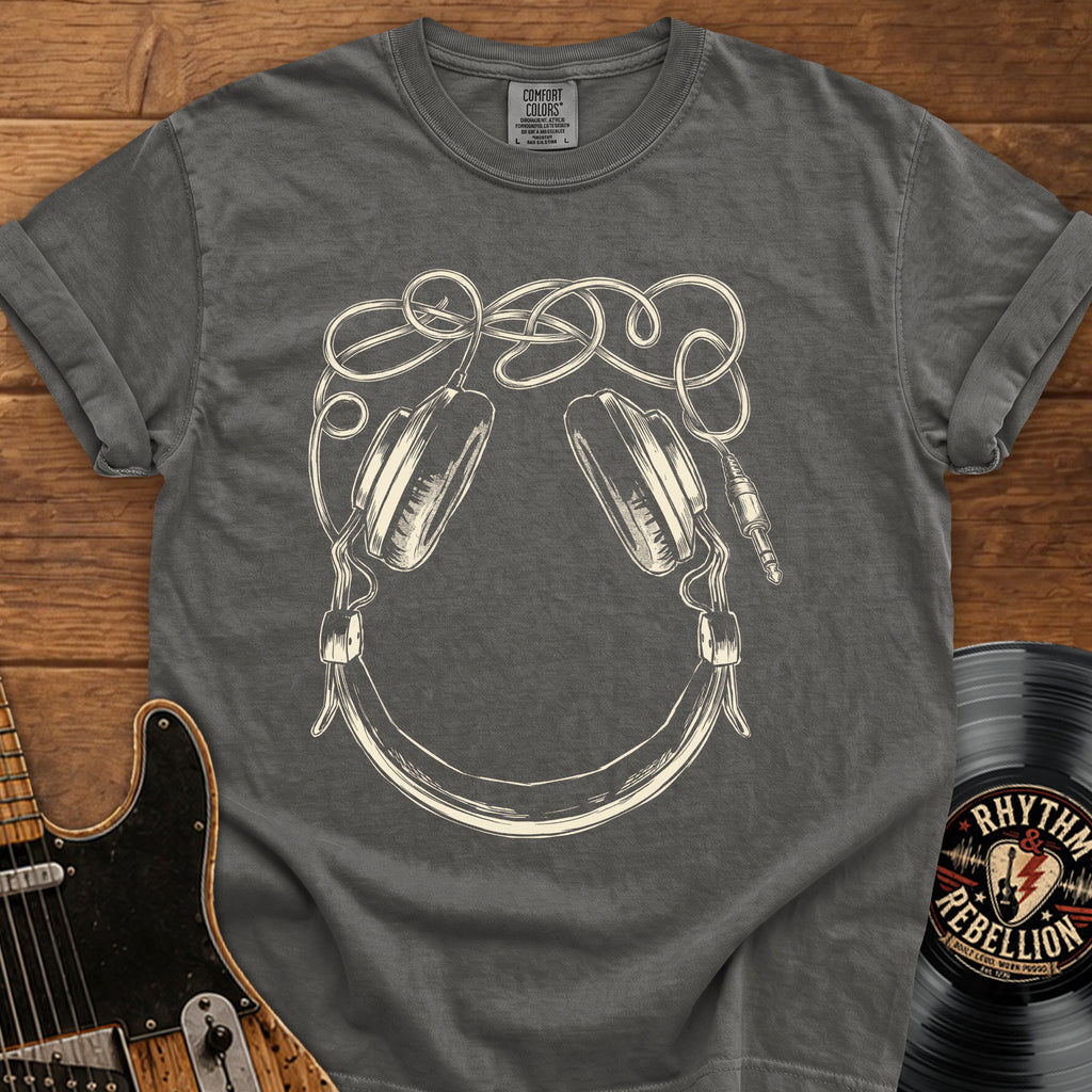 Headphones Smiley T-Shirt — Vintage Music Tee