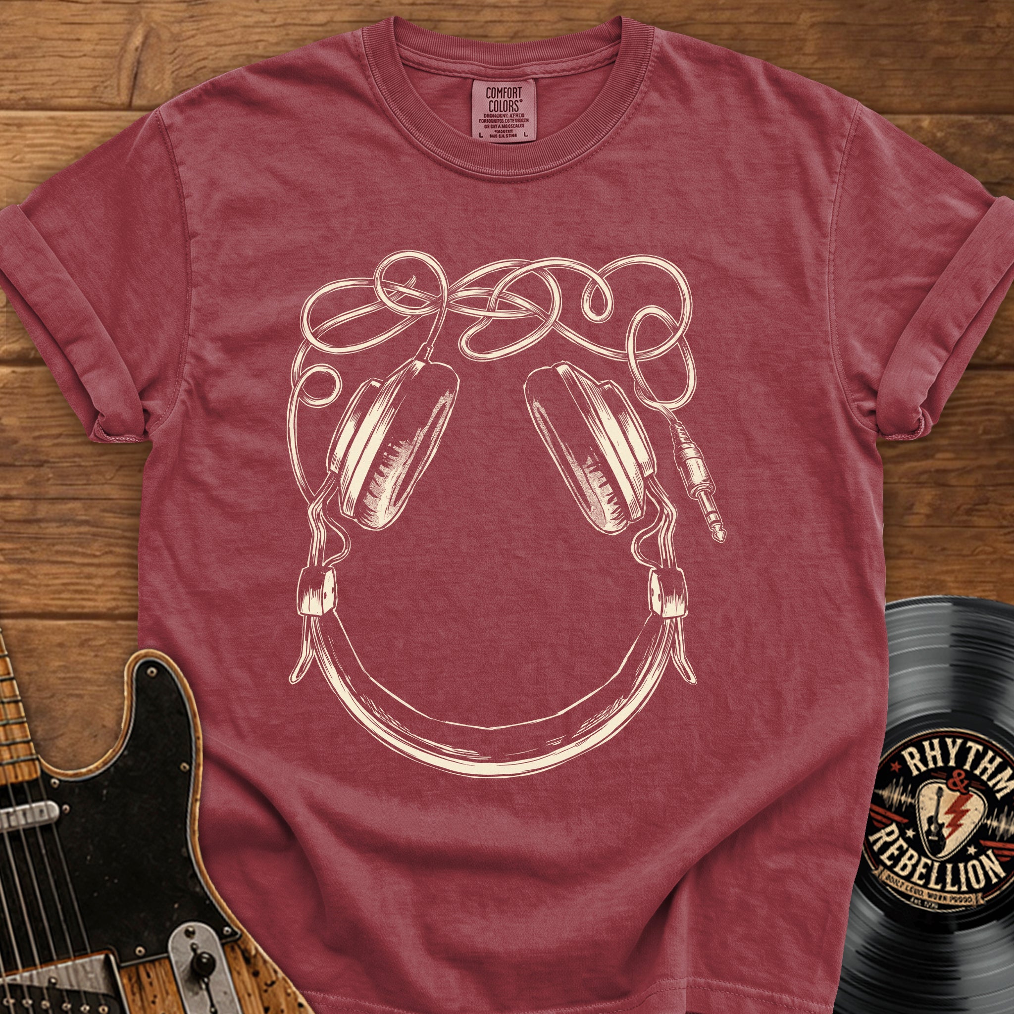 Headphones Smiley T-Shirt — Vintage Music Tee