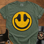 Smiley Headphones T-Shirt — Vintage Cracked Yellow DJ Smile Tee