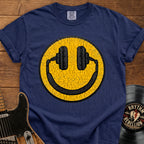 Smiley Headphones T-Shirt — Vintage Cracked Yellow DJ Smile Tee