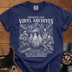 Preserve Our Vinyl Archives T-Shirt — Retro Ghosts & Records Music Lover Tee
