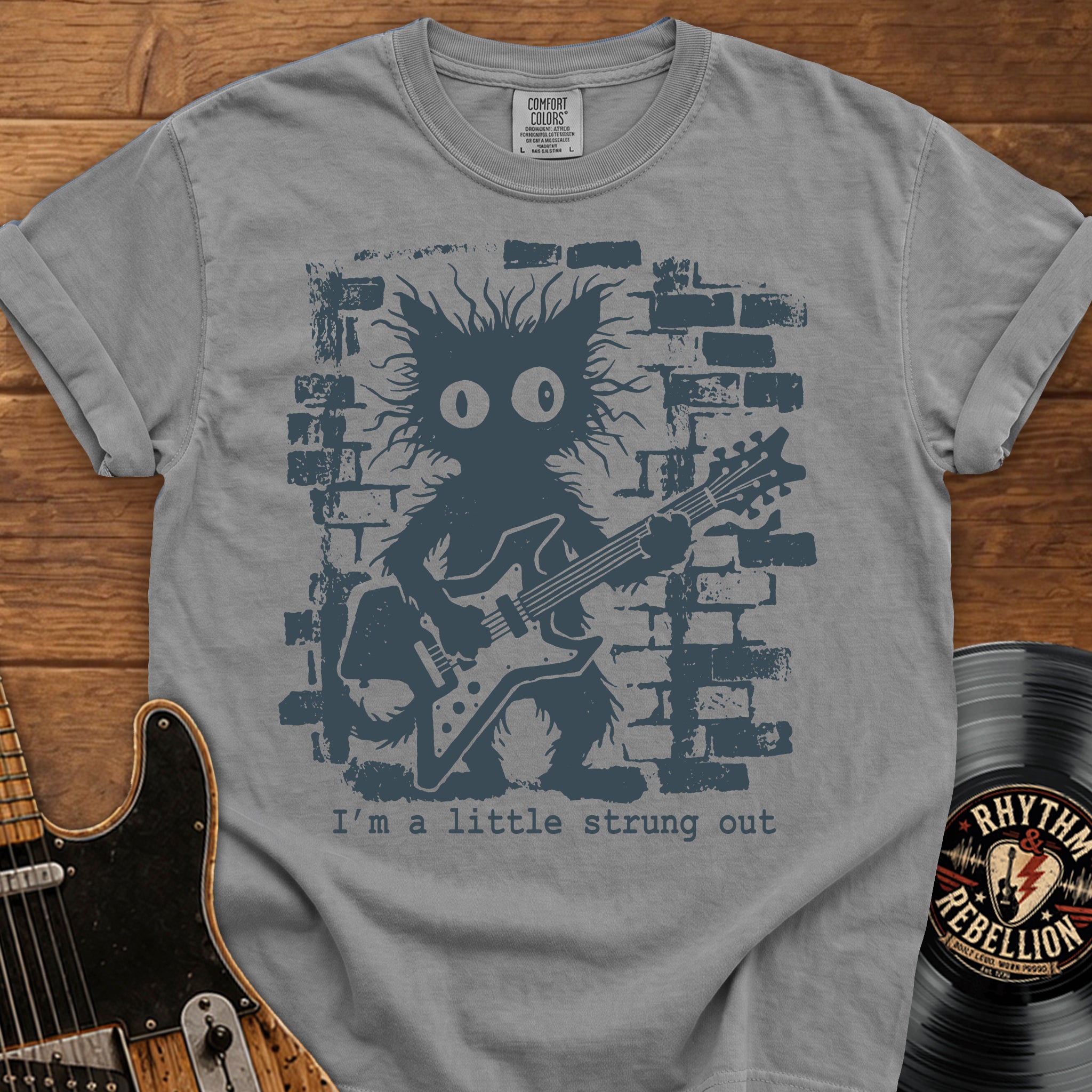 Strung Out Cat Guitar T-Shirt