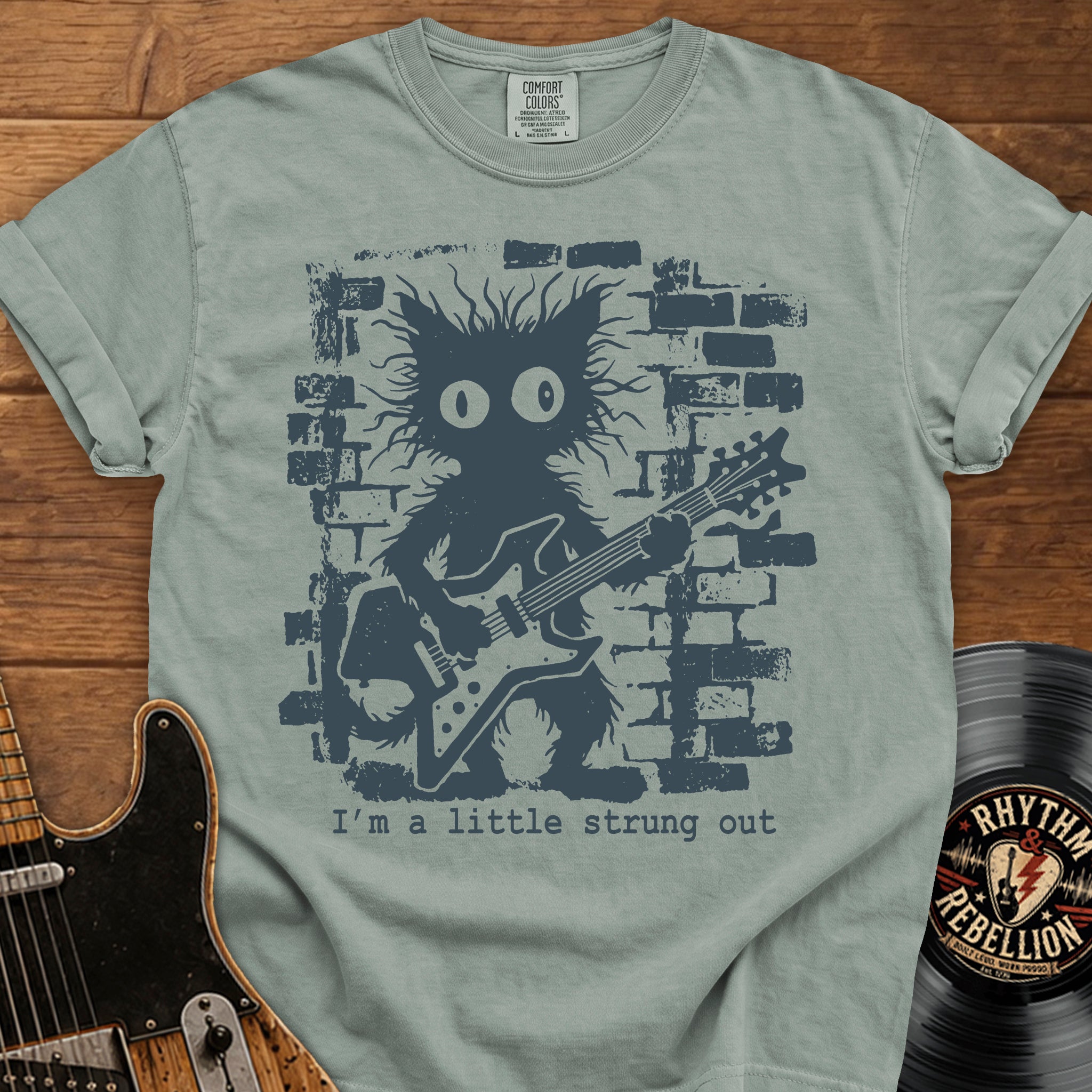 Strung Out Cat Guitar T-Shirt