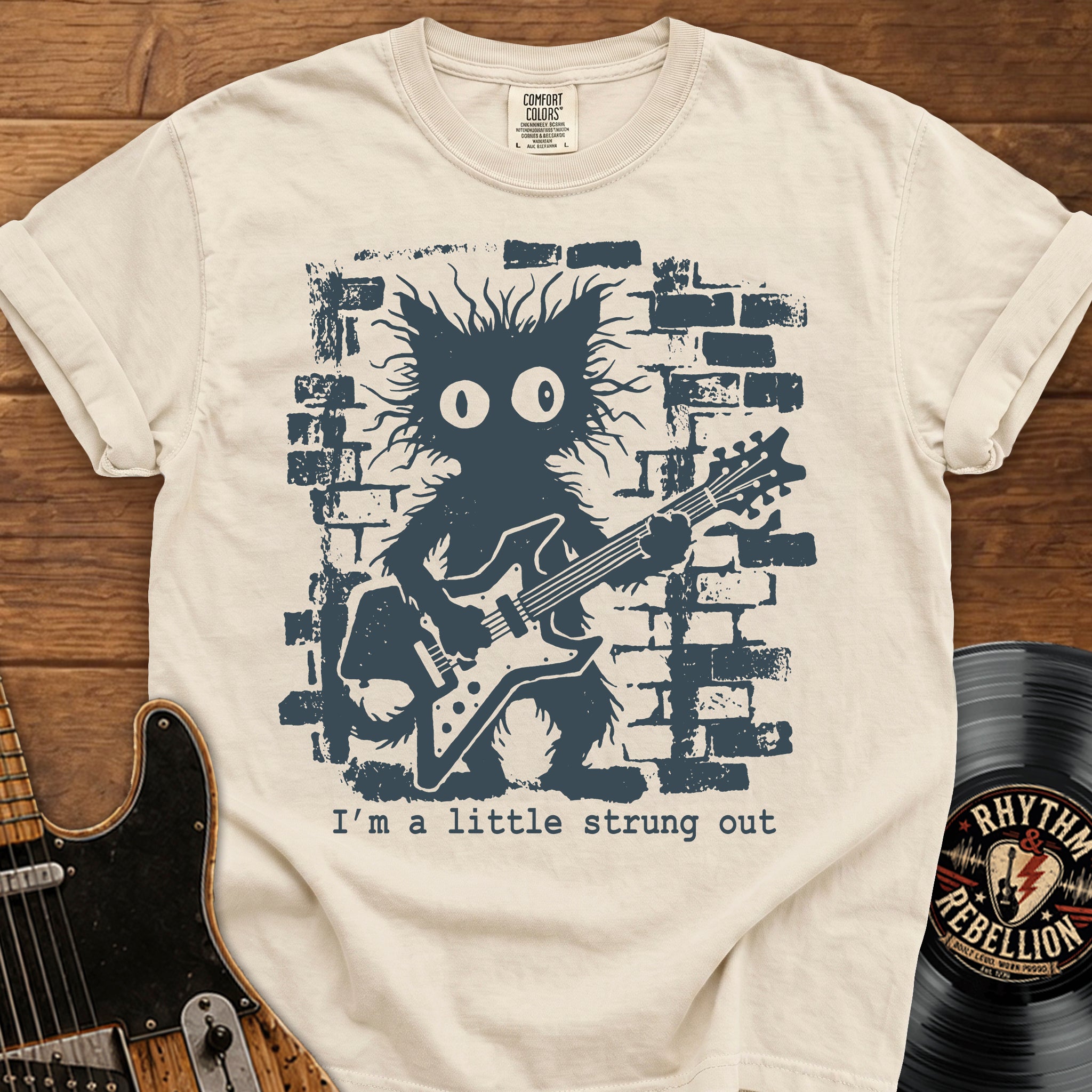 Strung Out Cat Guitar T-Shirt