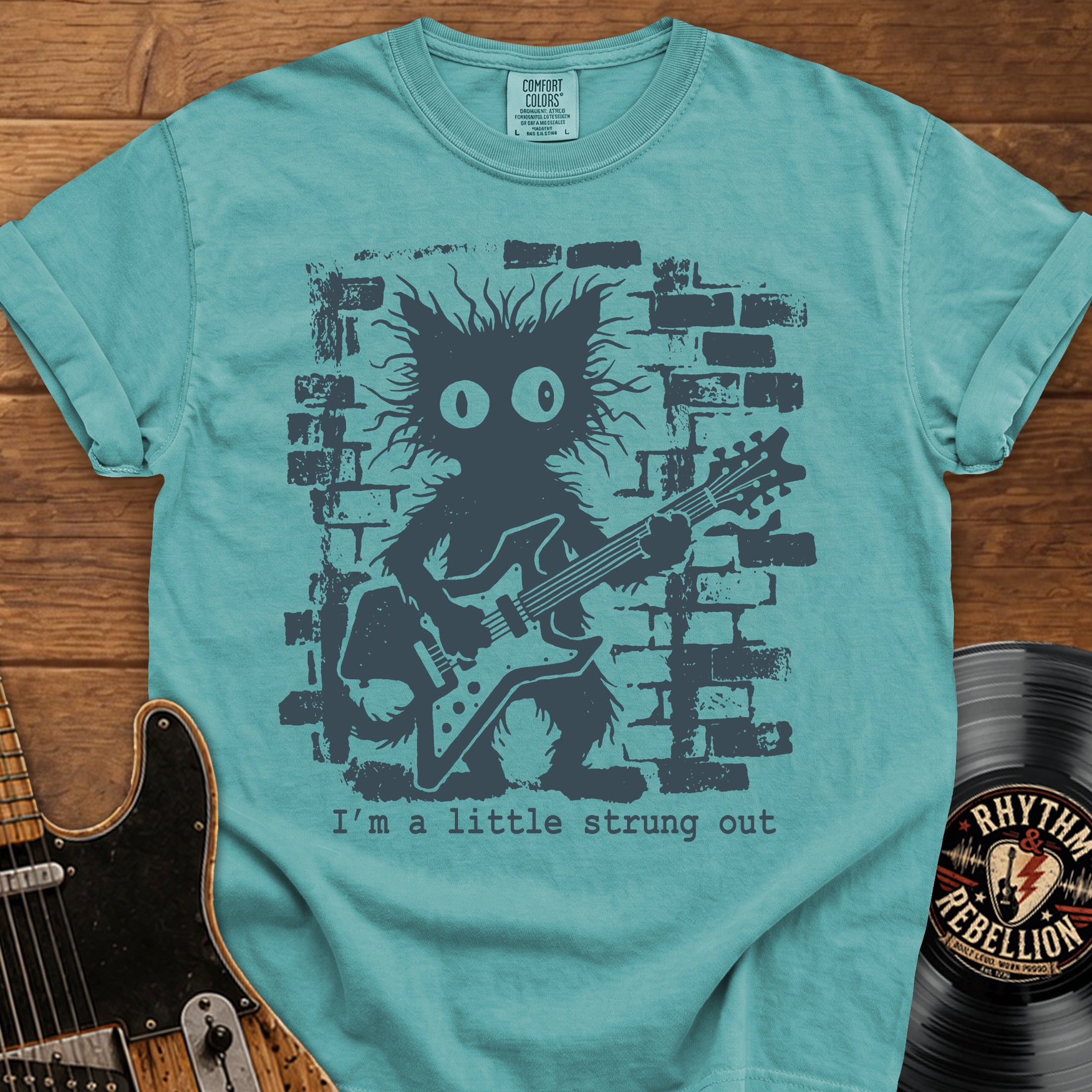 Strung Out Cat Guitar T-Shirt