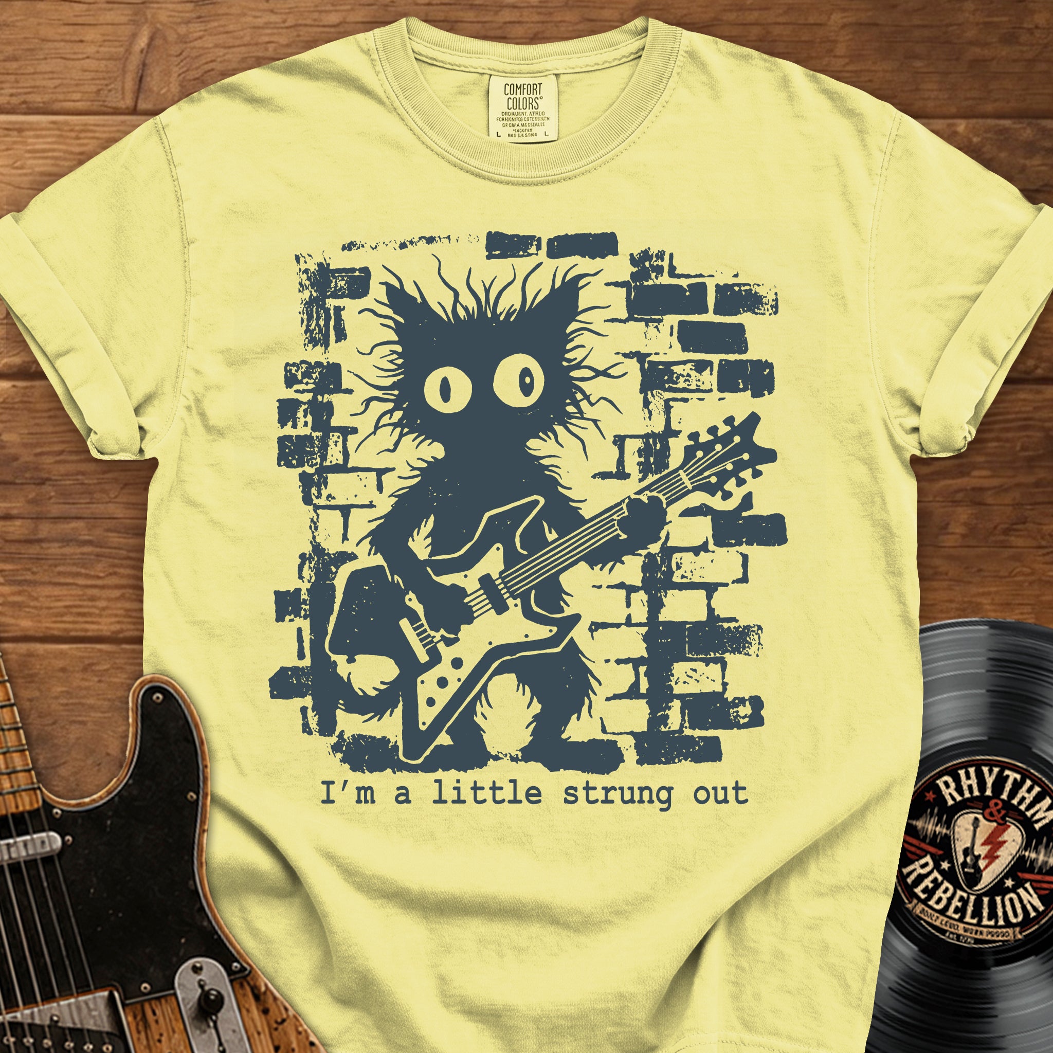 Strung Out Cat Guitar T-Shirt
