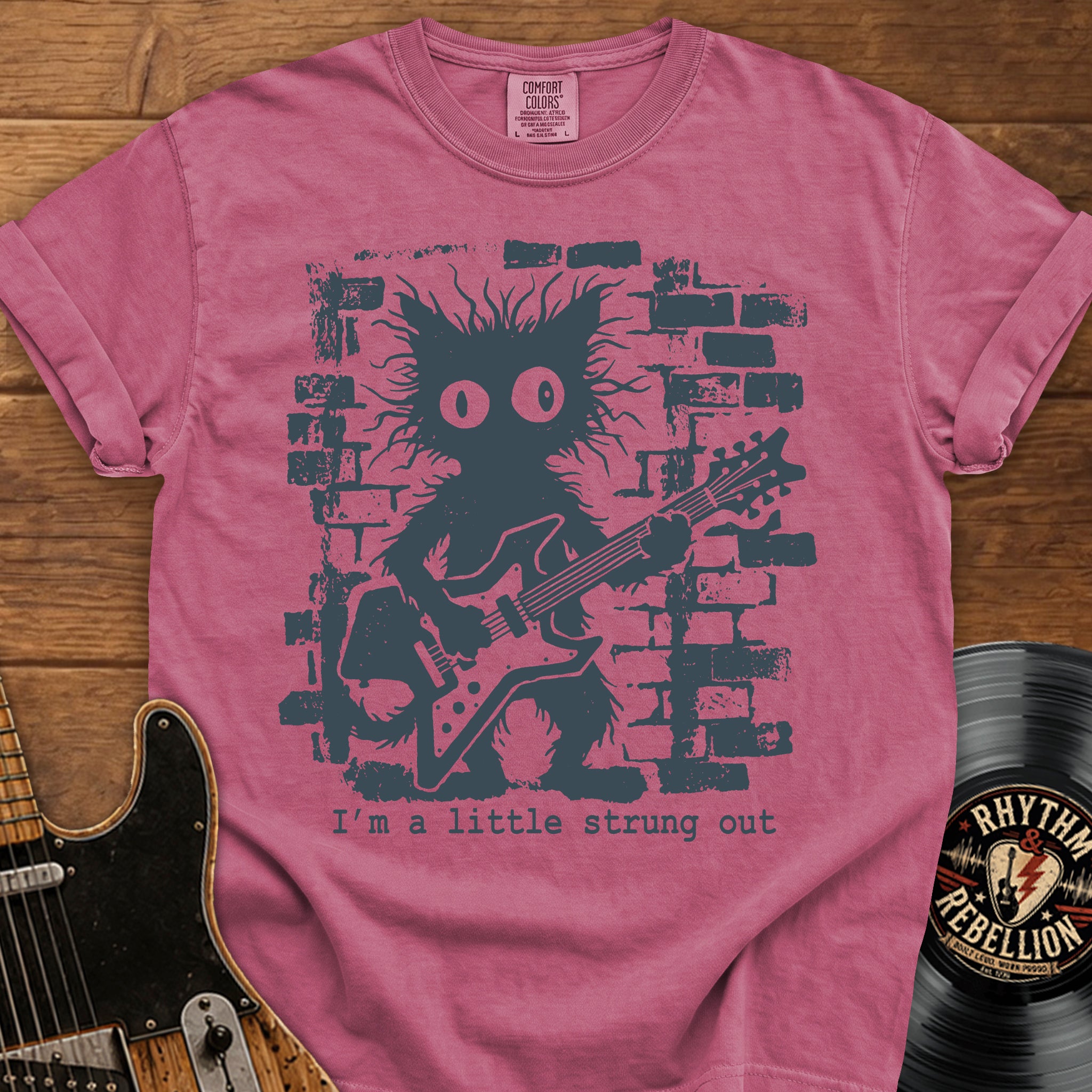 Strung Out Cat Guitar T-Shirt