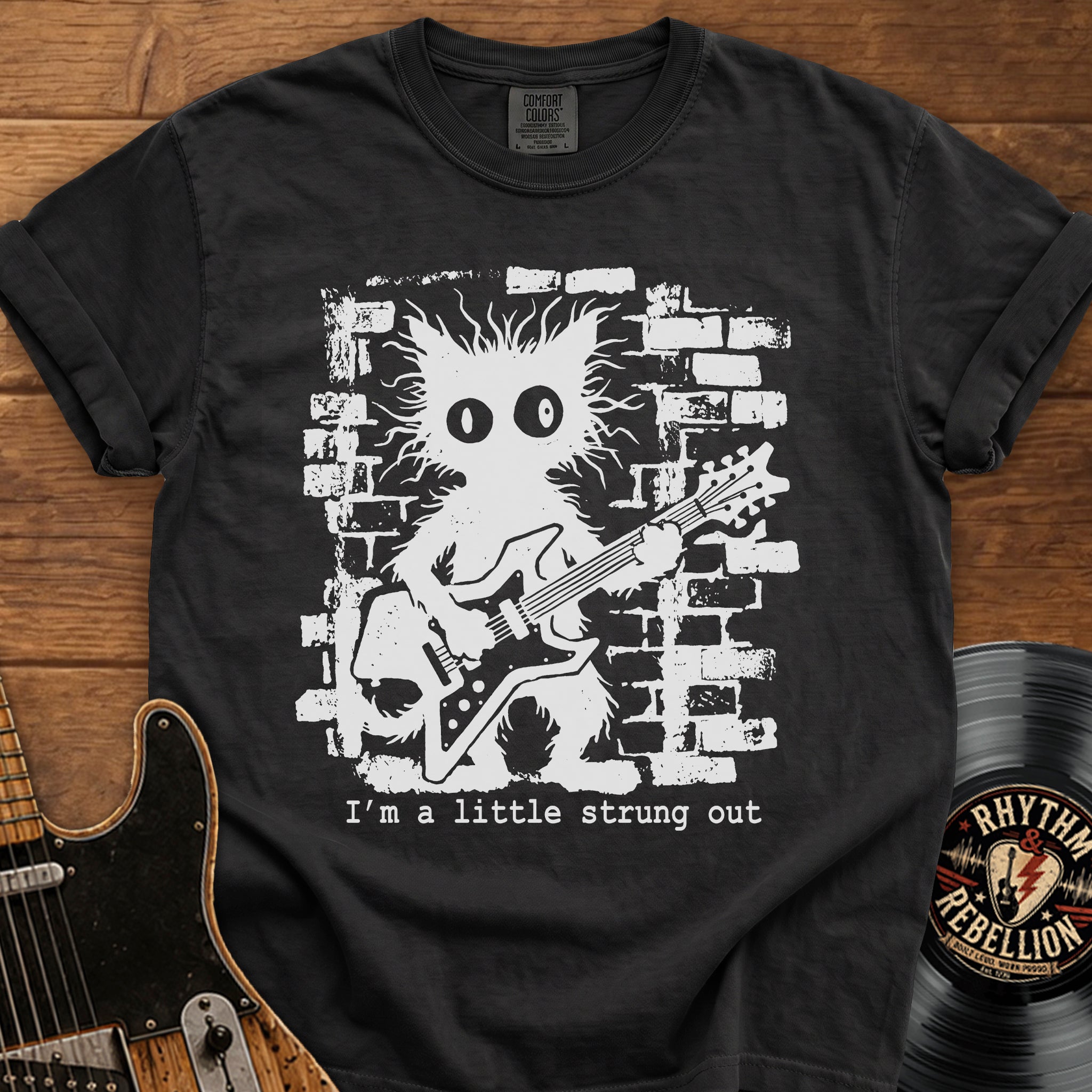 Strung Out Cat Guitar T-Shirt
