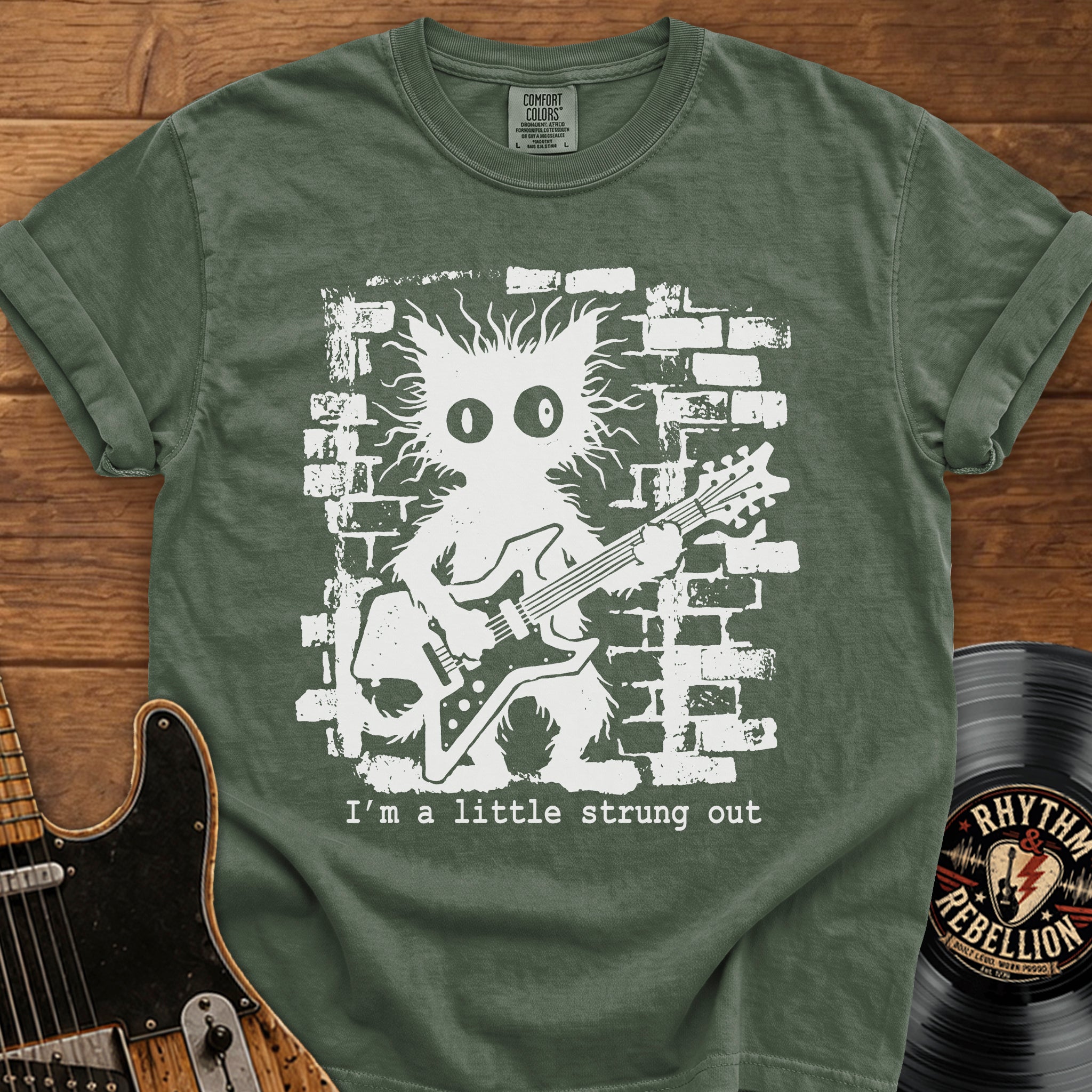 Strung Out Cat Guitar T-Shirt