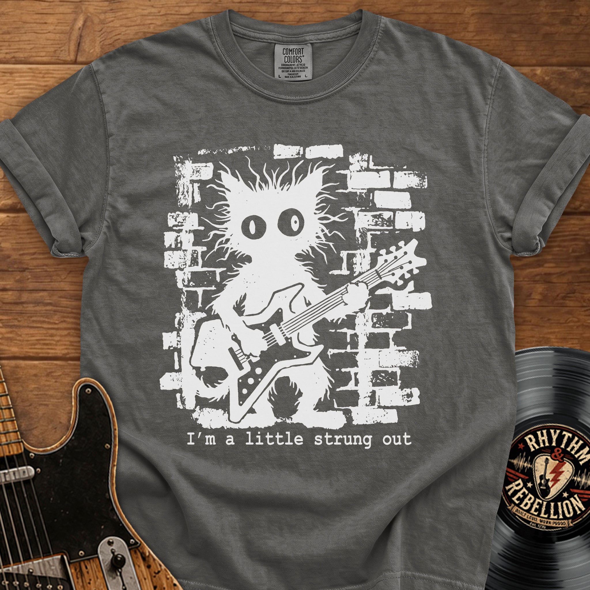 Strung Out Cat Guitar T-Shirt
