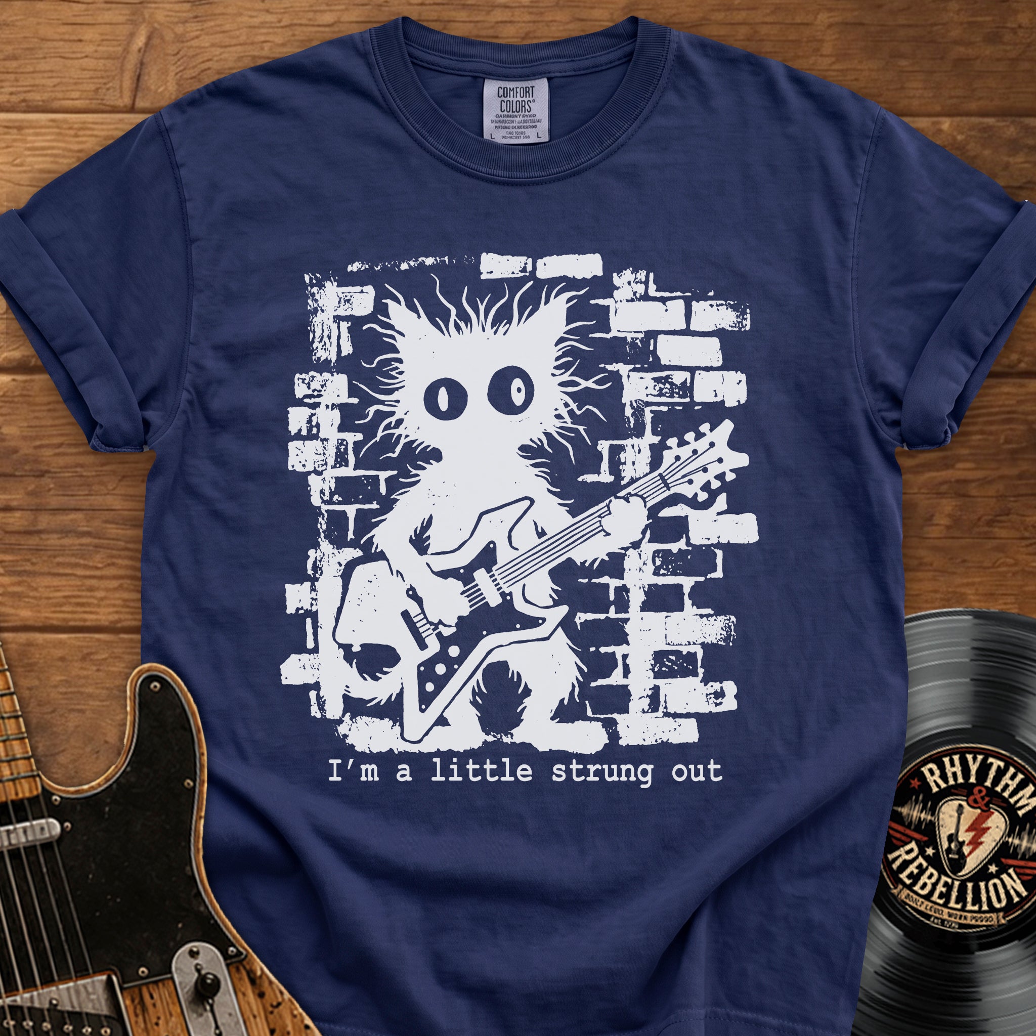 Strung Out Cat Guitar T-Shirt