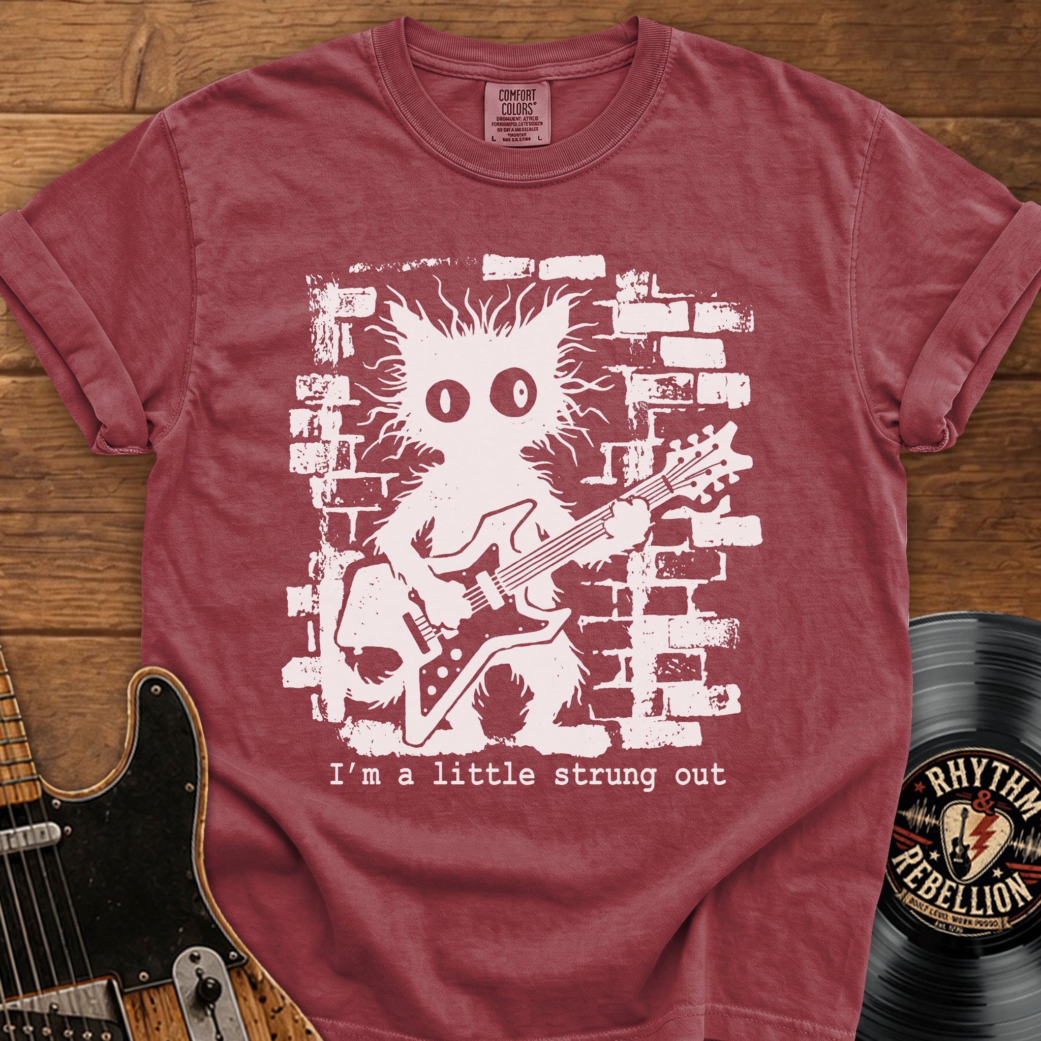 Strung Out Cat Guitar T-Shirt