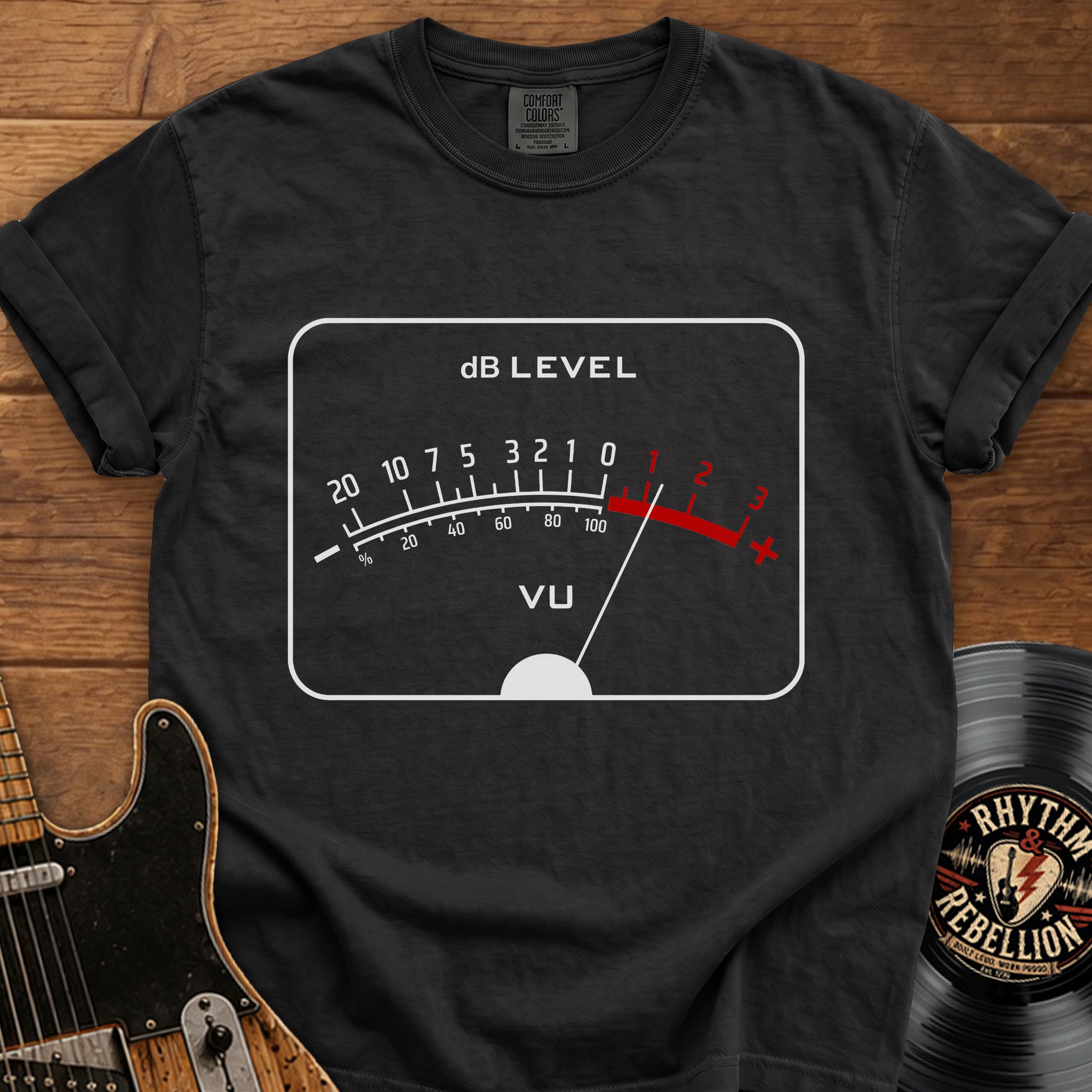 VU Meter T-Shirt — Retro Audio dB Level Tee