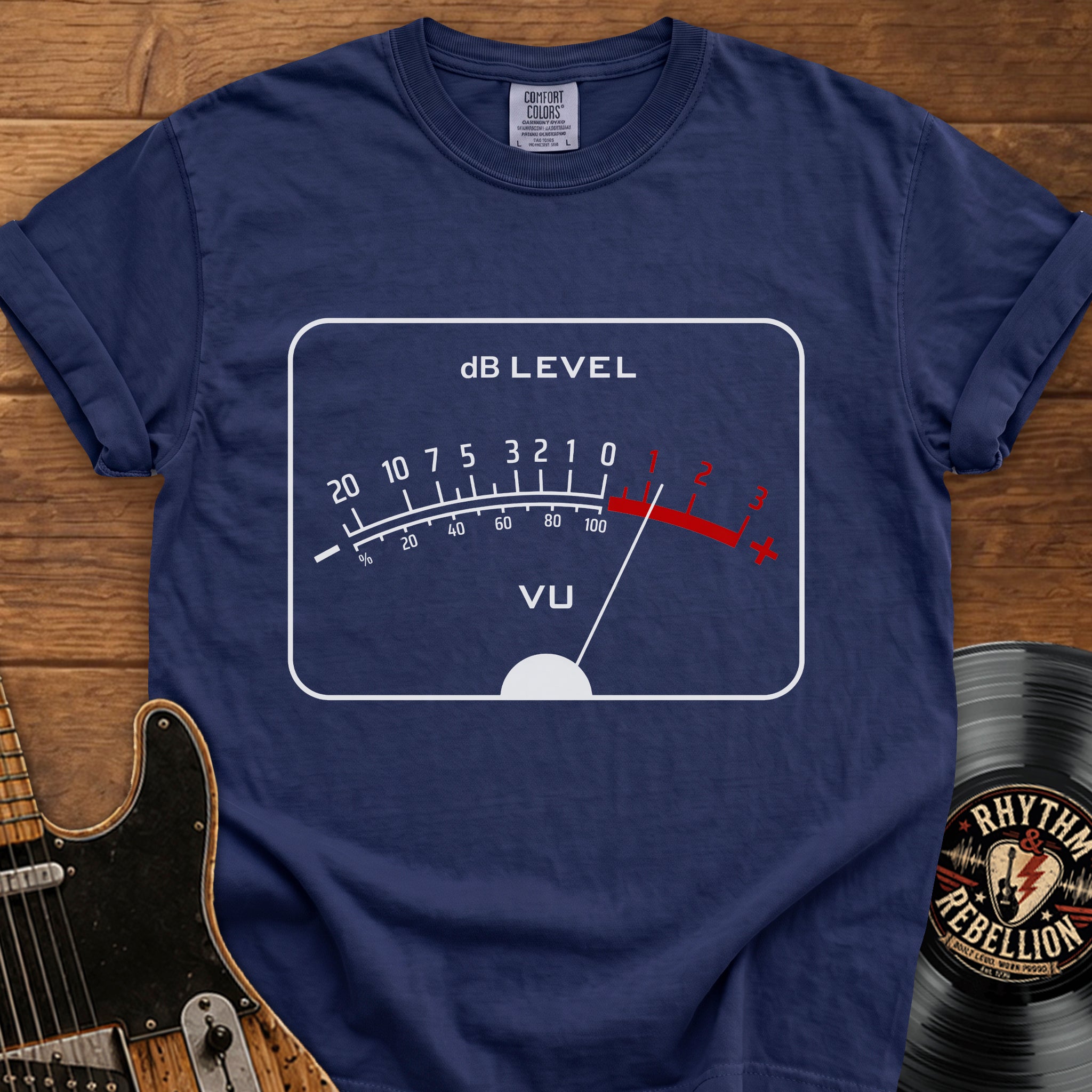 VU Meter T-Shirt — Retro Audio dB Level Tee