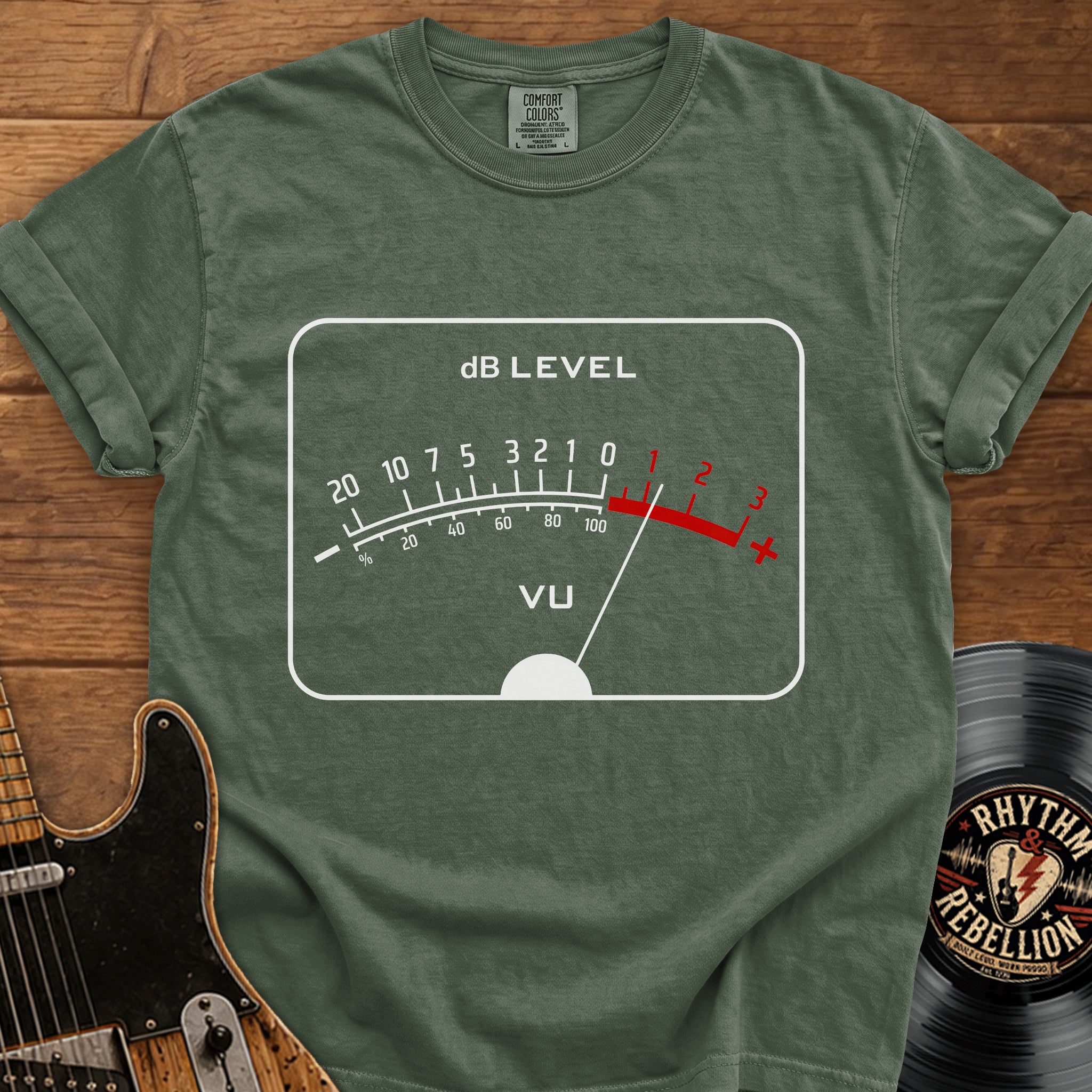 VU Meter T-Shirt — Retro Audio dB Level Tee