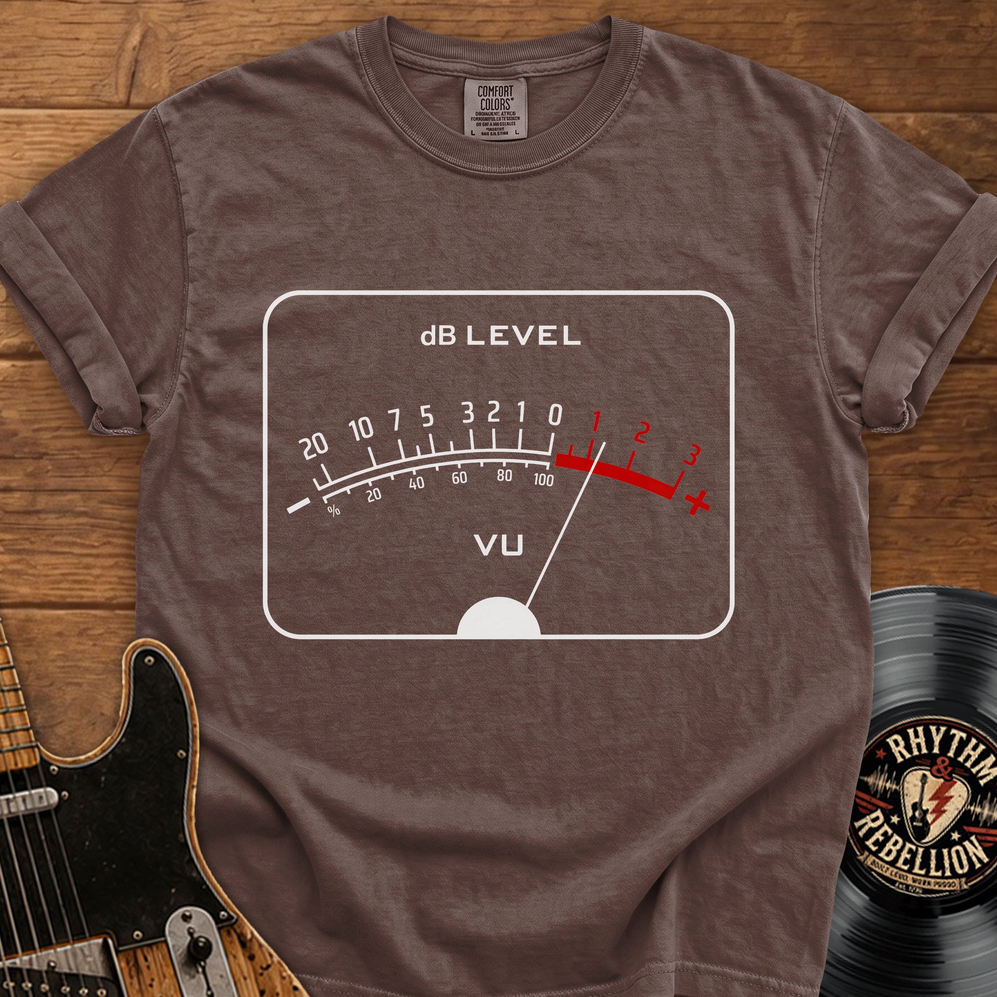 VU Meter T-Shirt — Retro Audio dB Level Tee