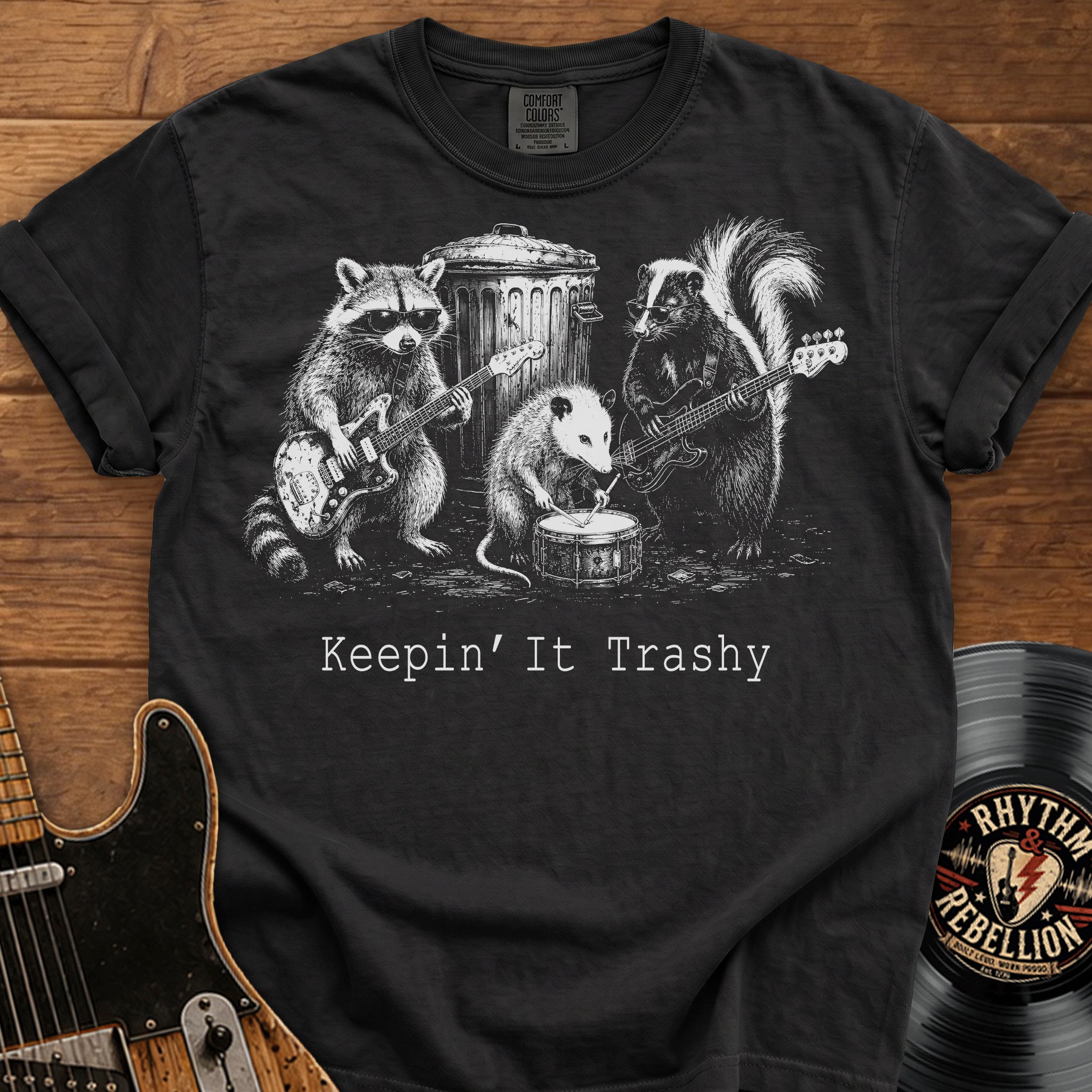 Keeping It Trashy T-Shirt — Raccoon & Skunk Band Graphic Tee