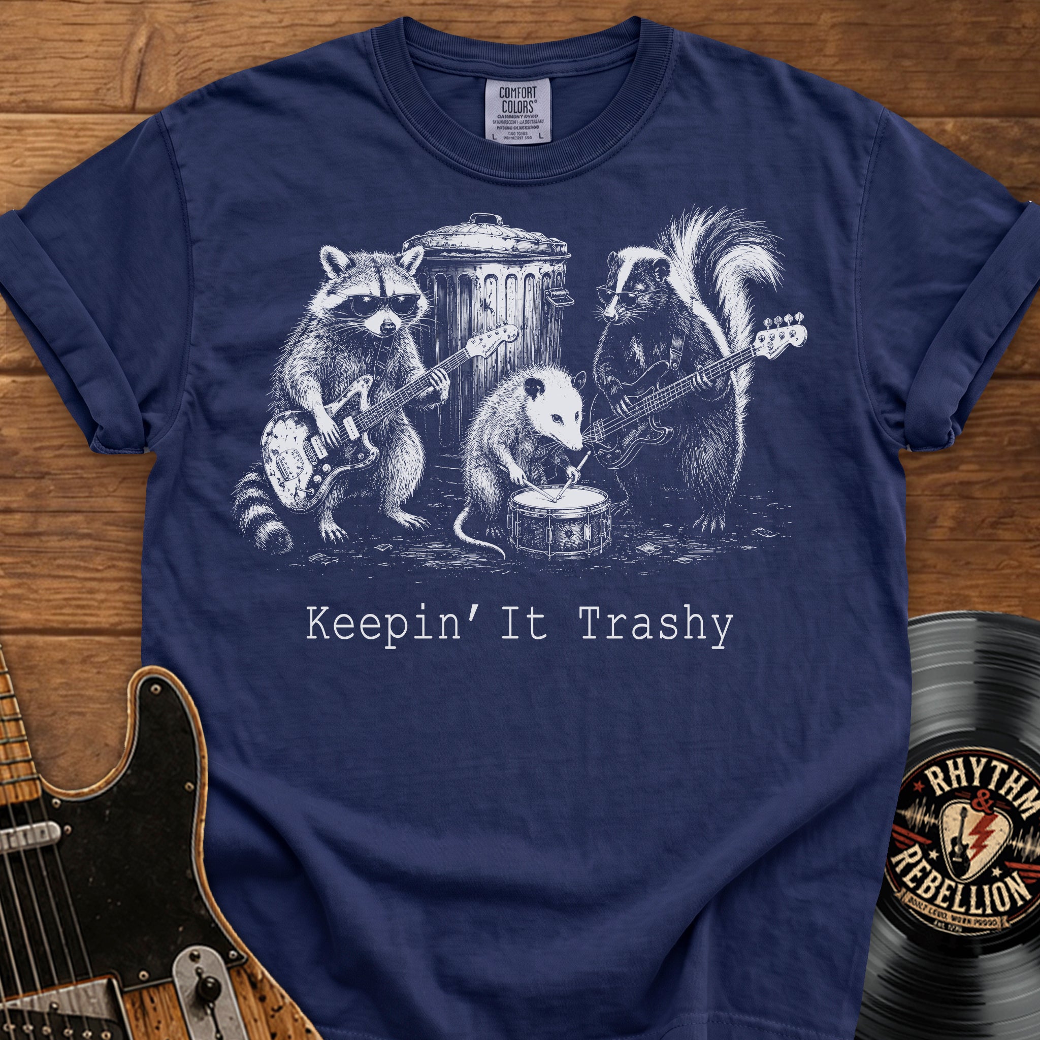 Keeping It Trashy T-Shirt — Raccoon & Skunk Band Graphic Tee