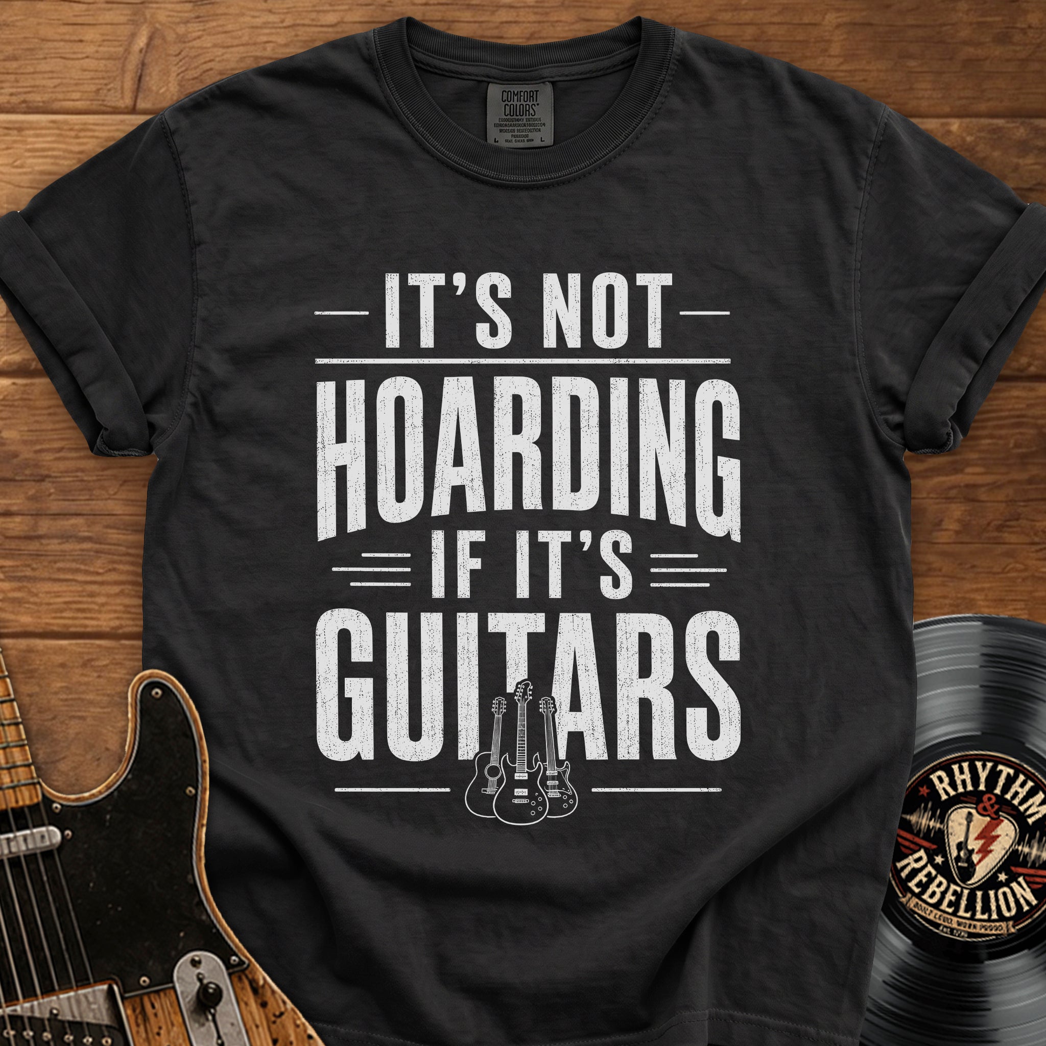 It's Not Hoarding If It's Guitars Vintage Music Tee