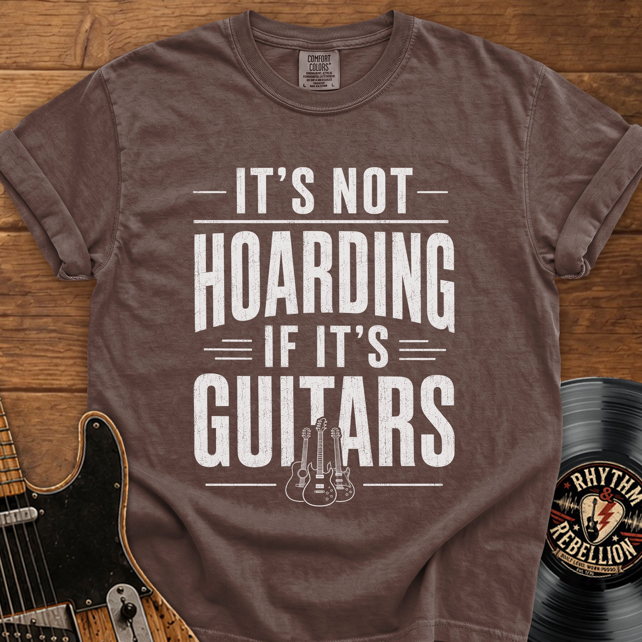 It's Not Hoarding If It's Guitars Vintage Music Tee
