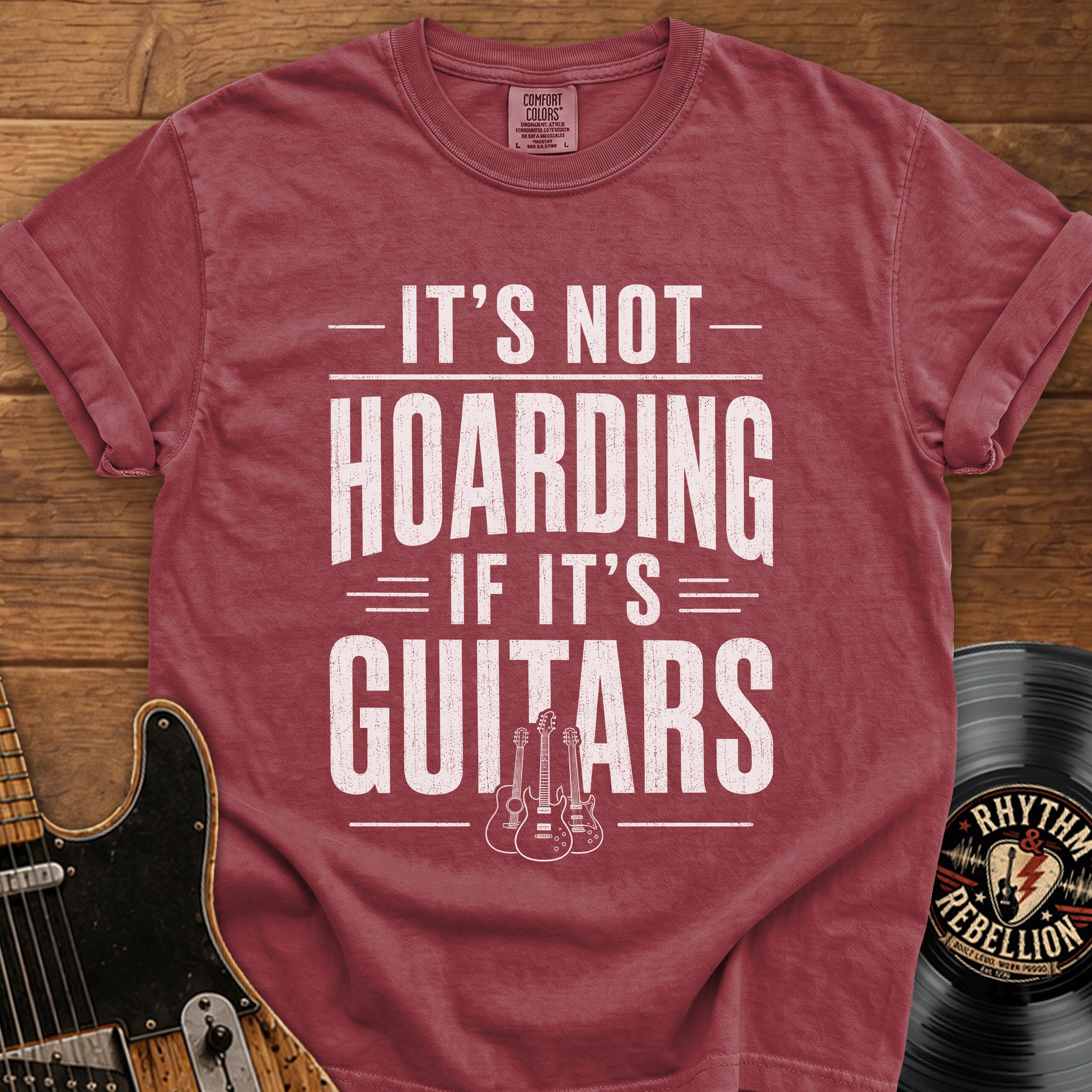 It's Not Hoarding If It's Guitars Vintage Music Tee
