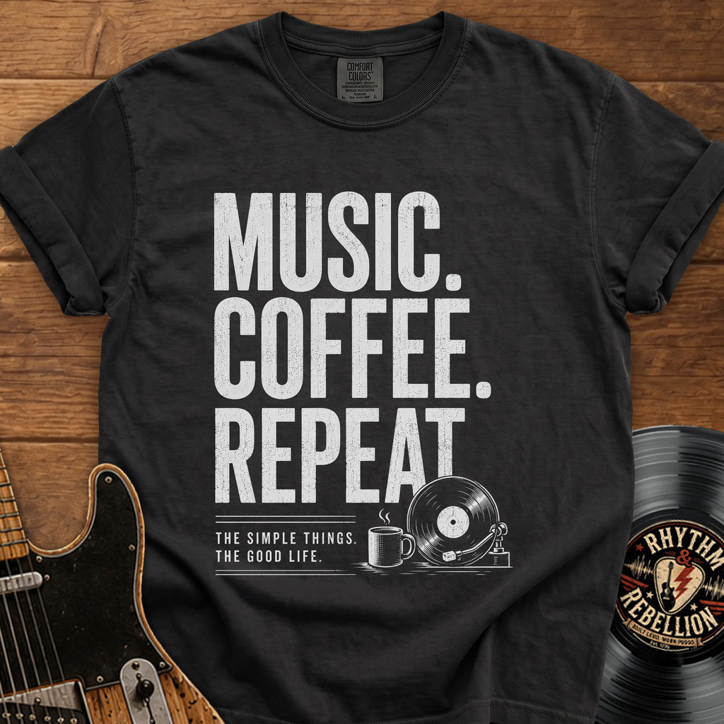 Vinyl Player Graphic Coffee Lover Tee