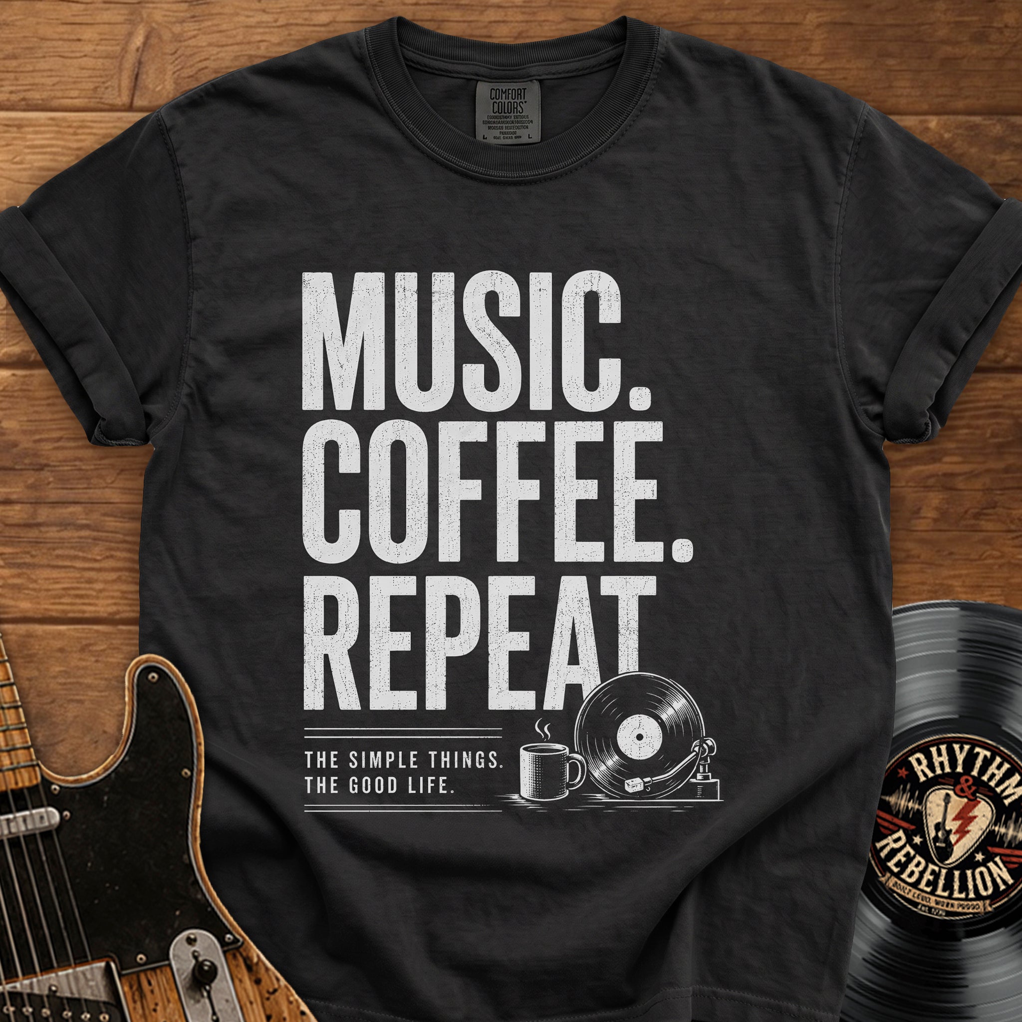 Vinyl Player Graphic Coffee Lover Tee