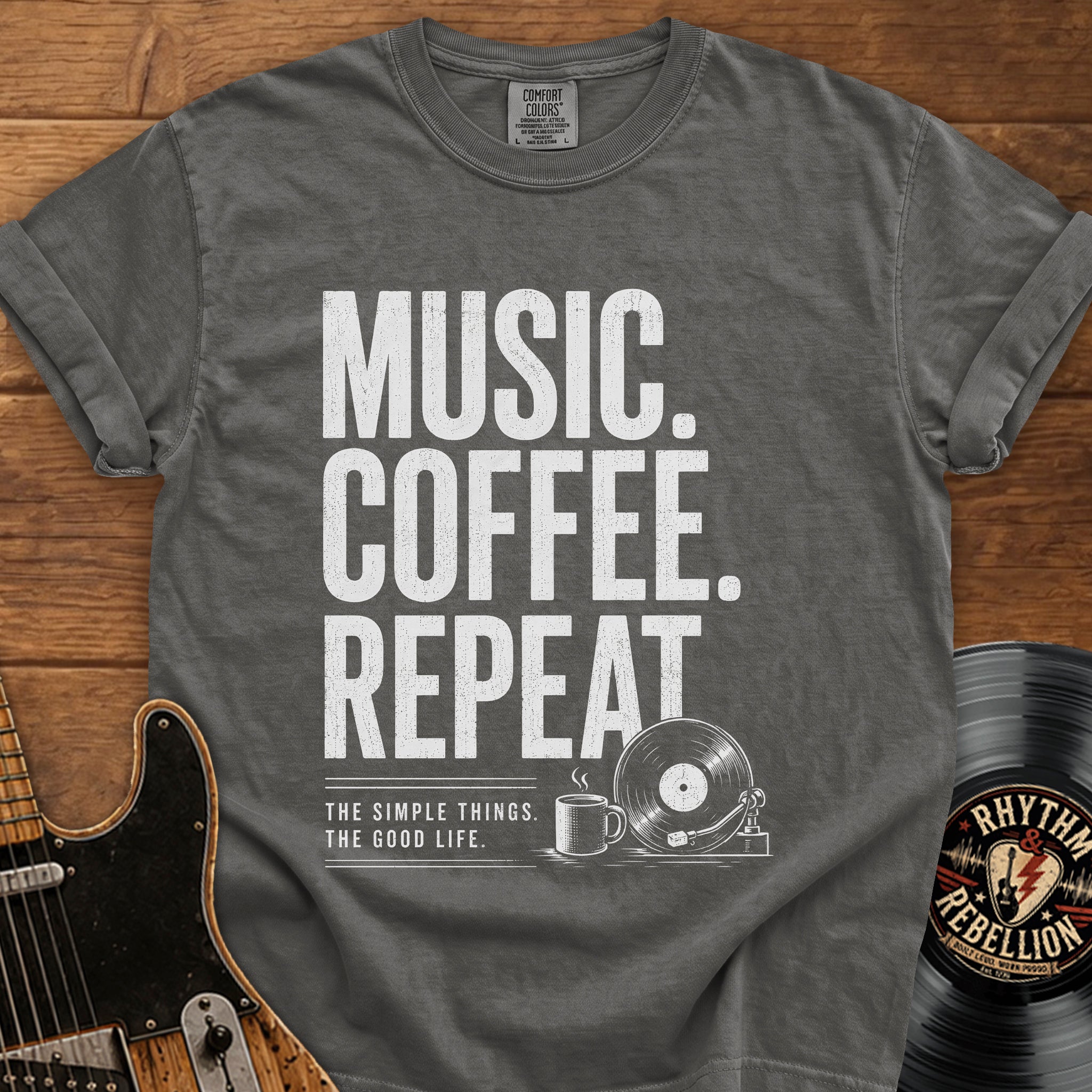 Vinyl Player Graphic Coffee Lover Tee
