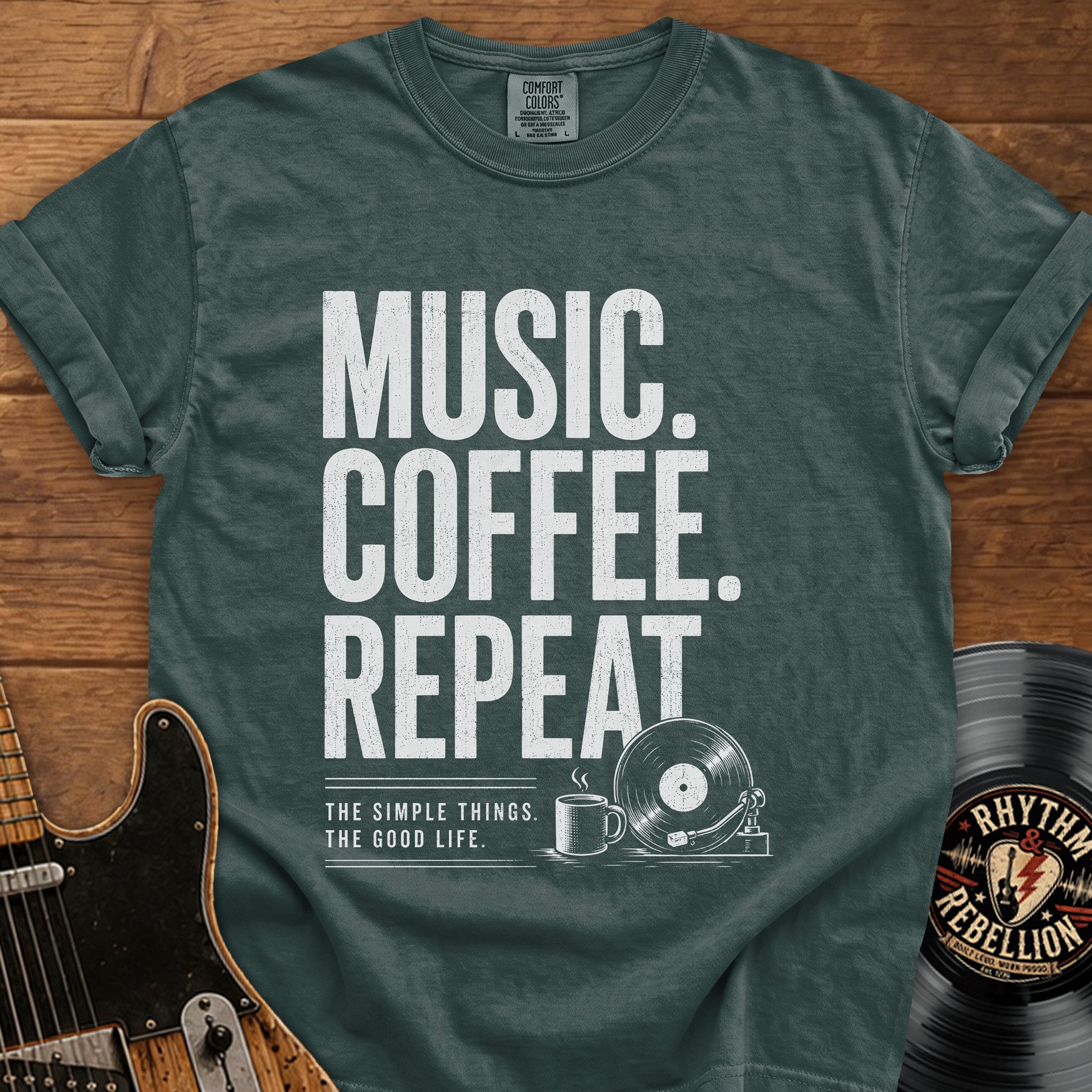 Vinyl Player Graphic Coffee Lover Tee