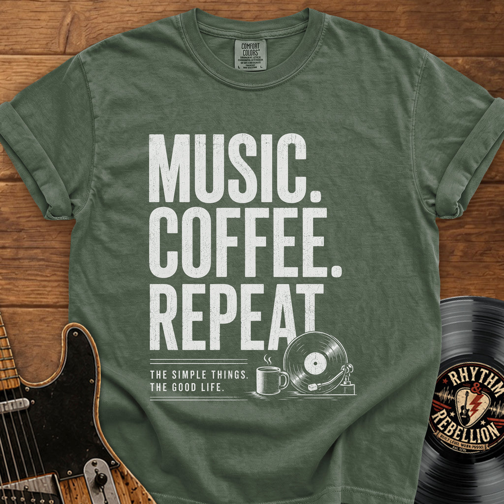 Vinyl Player Graphic Coffee Lover Tee