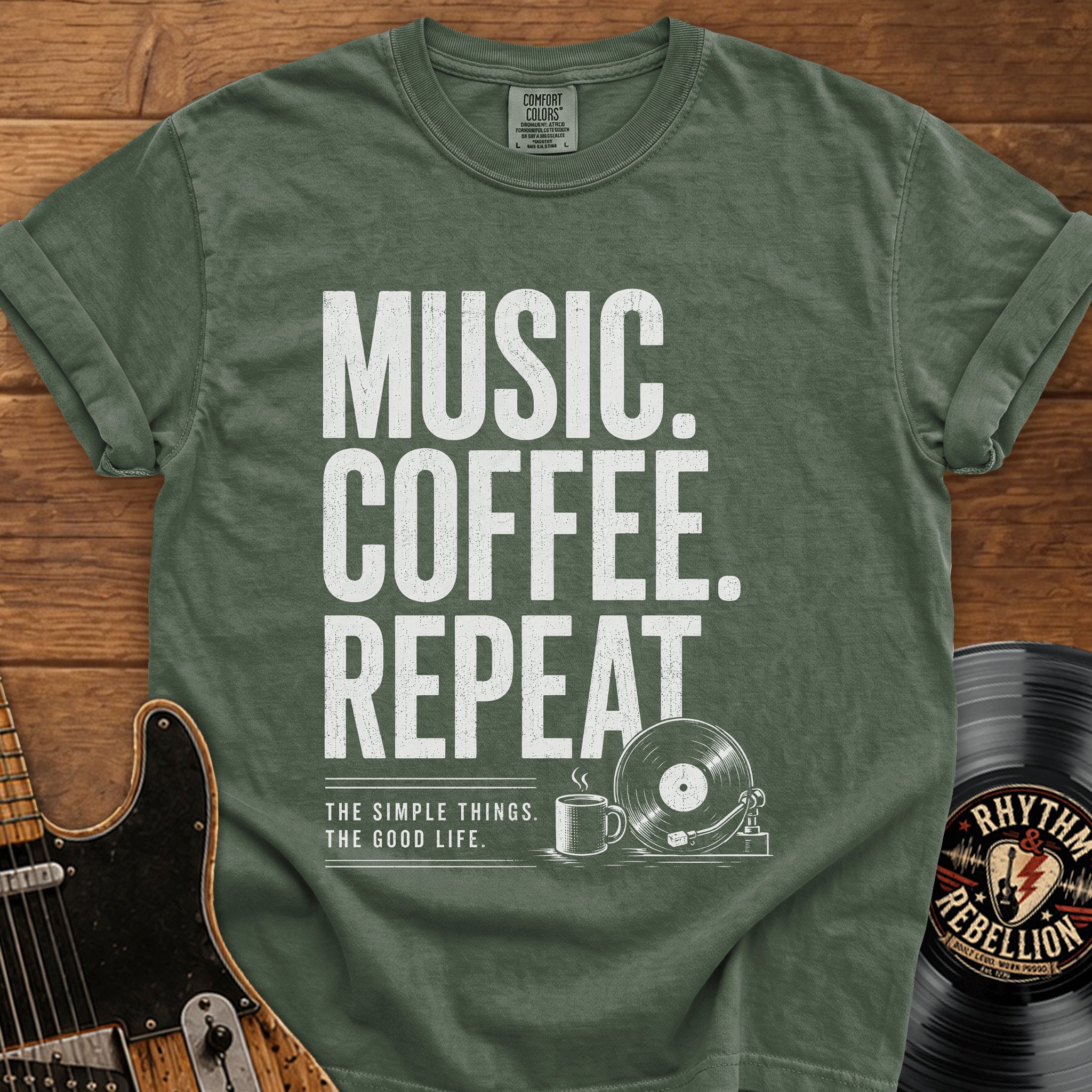 Vinyl Player Graphic Coffee Lover Tee