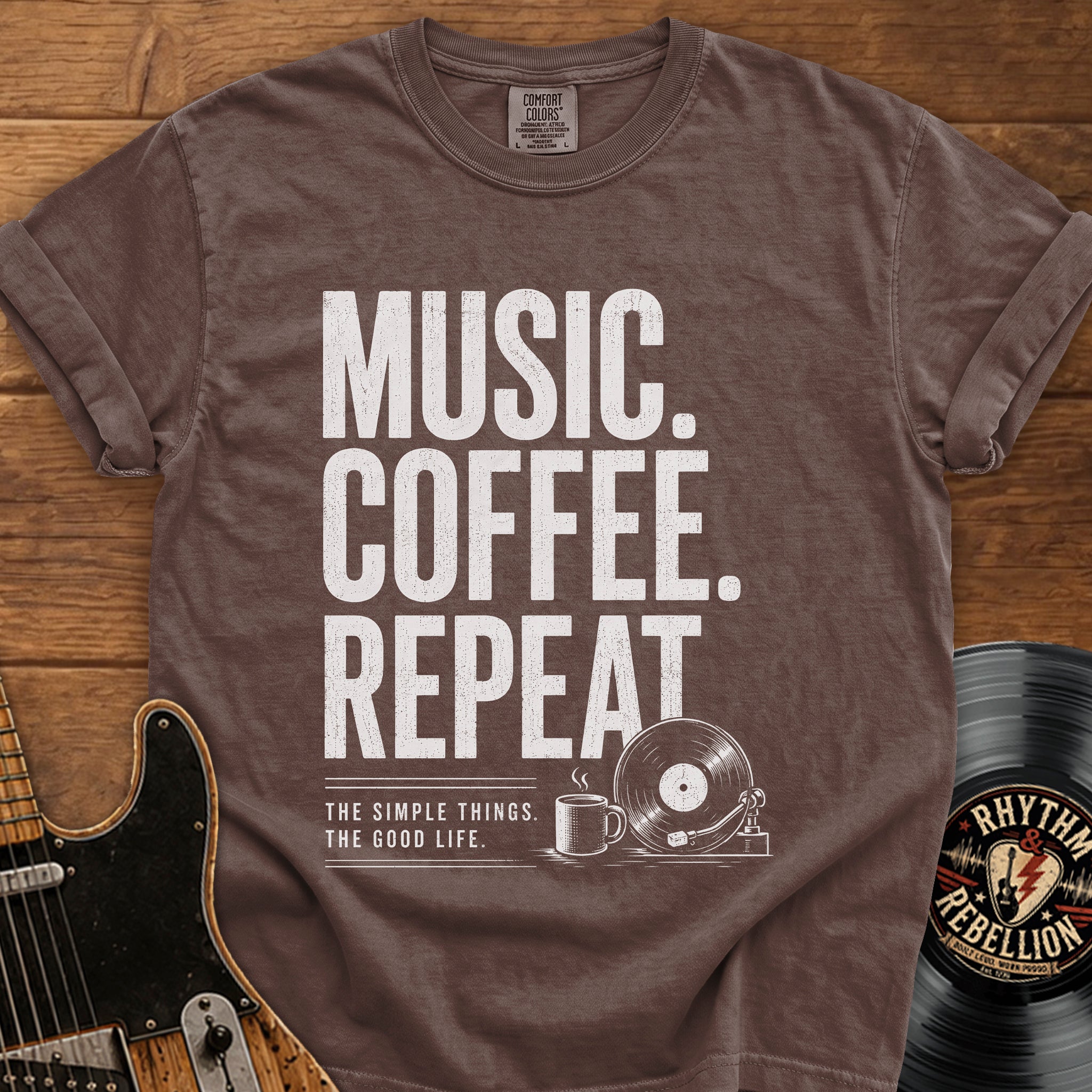 Vinyl Player Graphic Coffee Lover Tee
