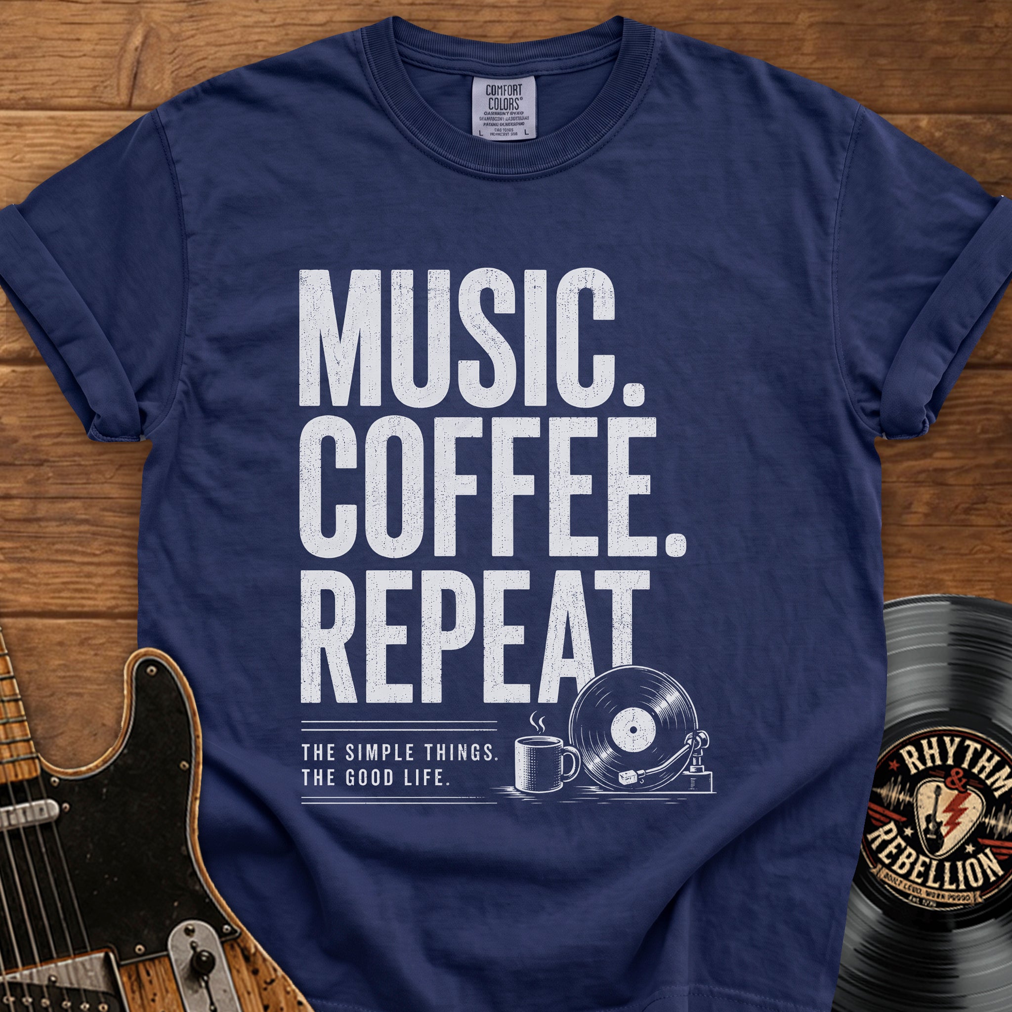 Vinyl Player Graphic Coffee Lover Tee