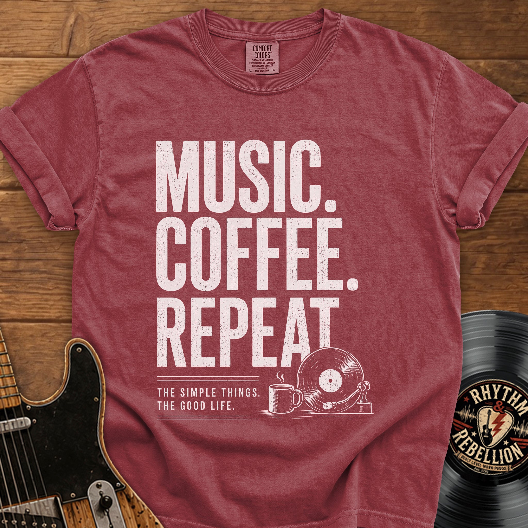 Vinyl Player Graphic Coffee Lover Tee