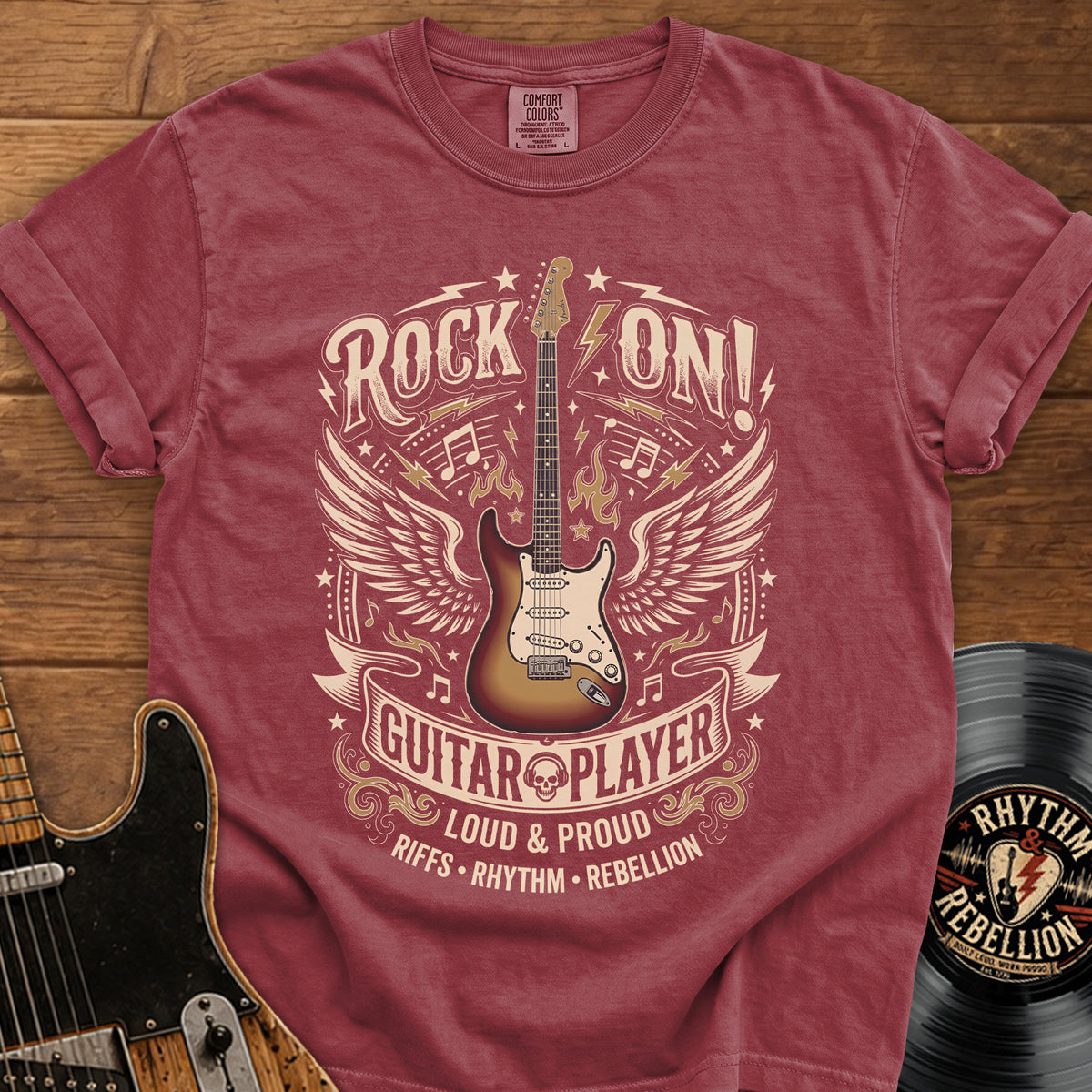 Rock On Guitar Player T-Shirt