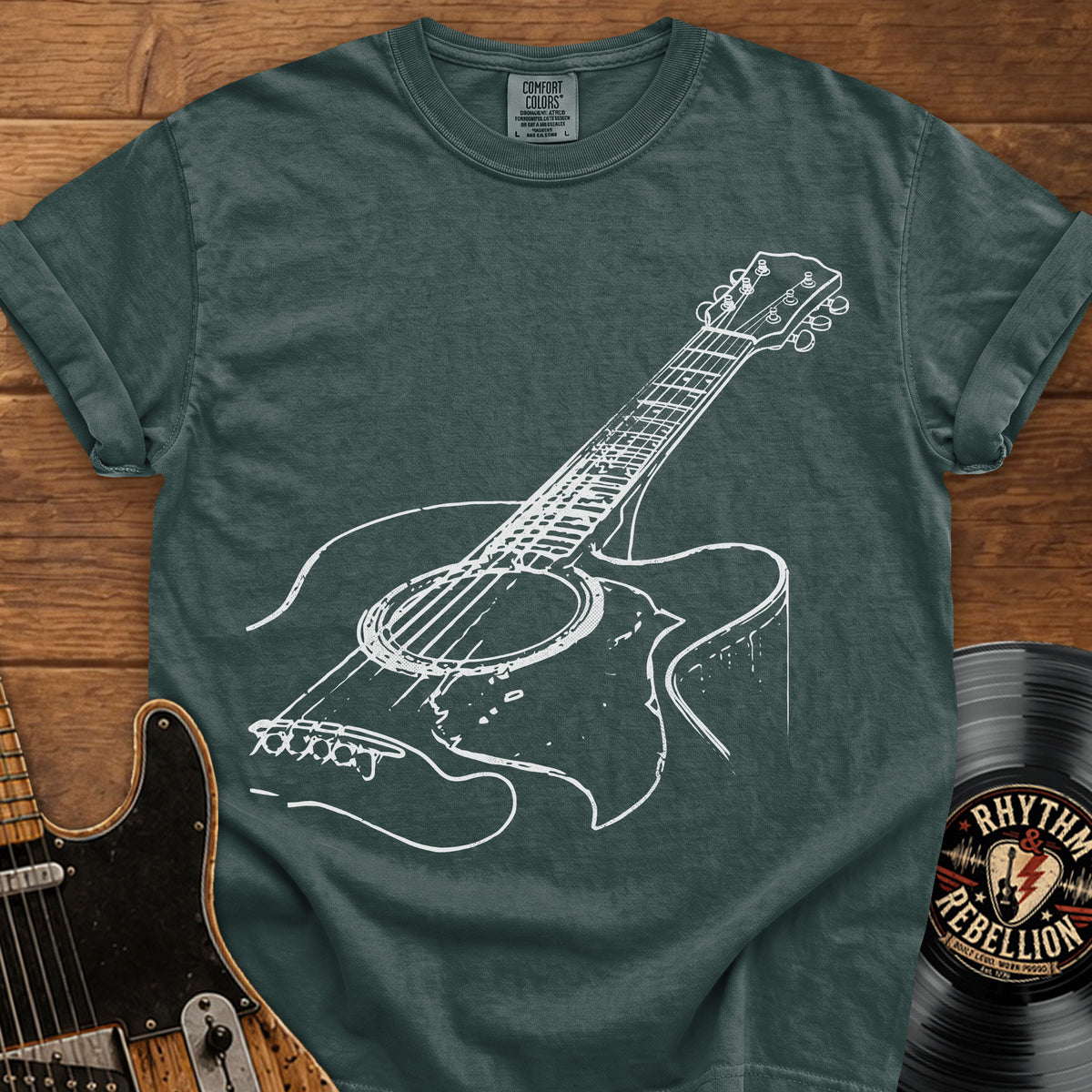 Acoustic Guitar Sketch T-Shirt
