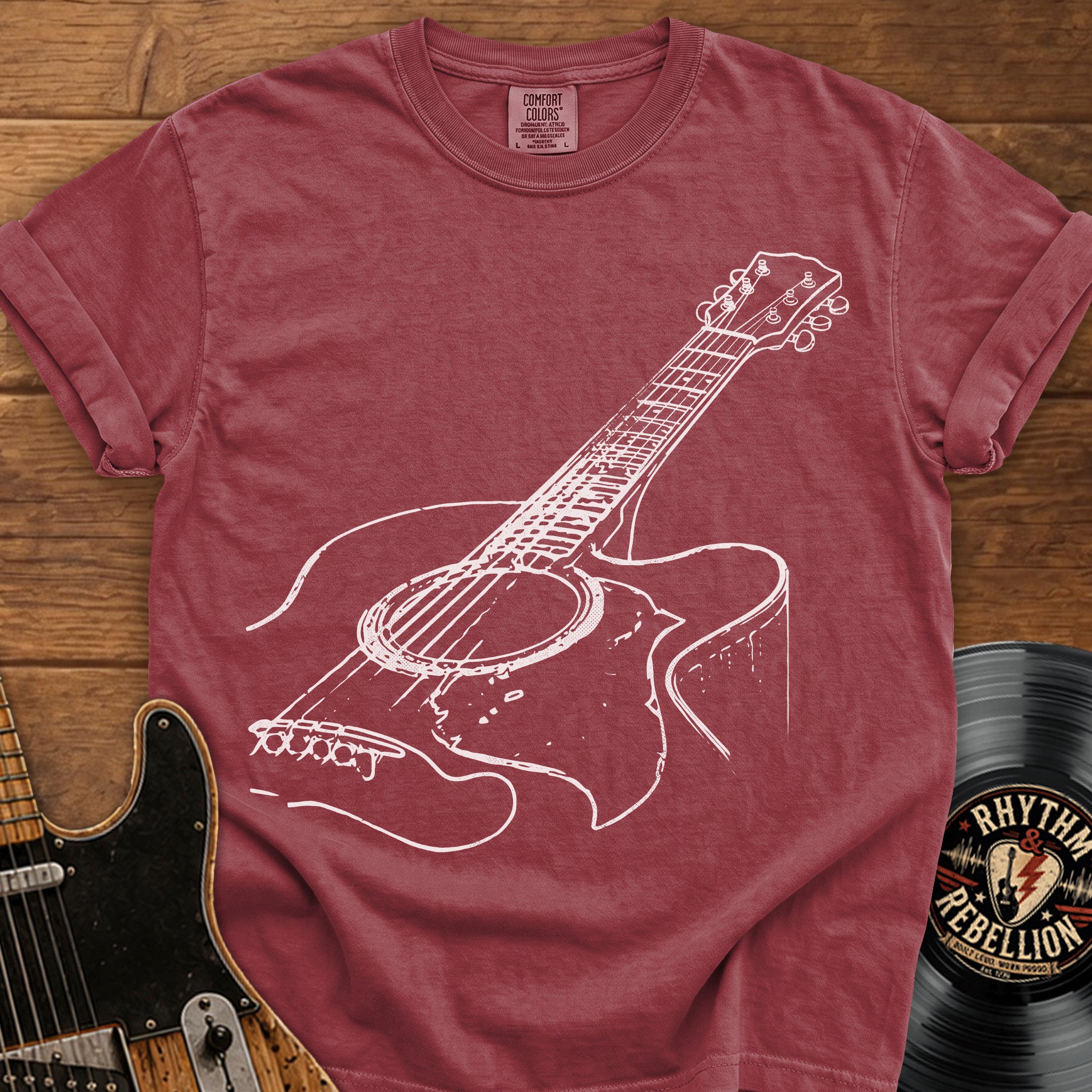 Acoustic Guitar Sketch T-Shirt